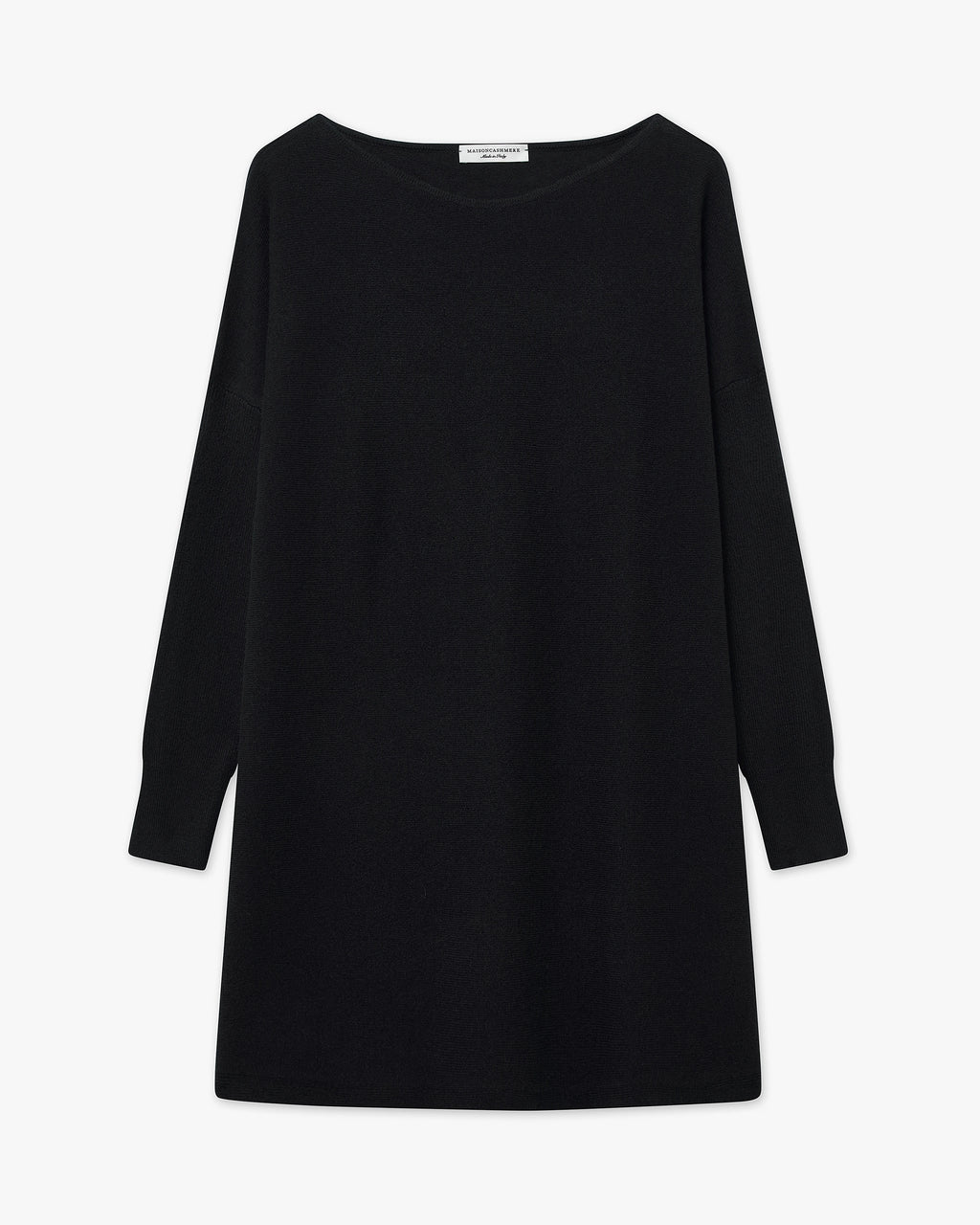 Palazzo Maxi Boat Neck Sweater - Black Cashmere