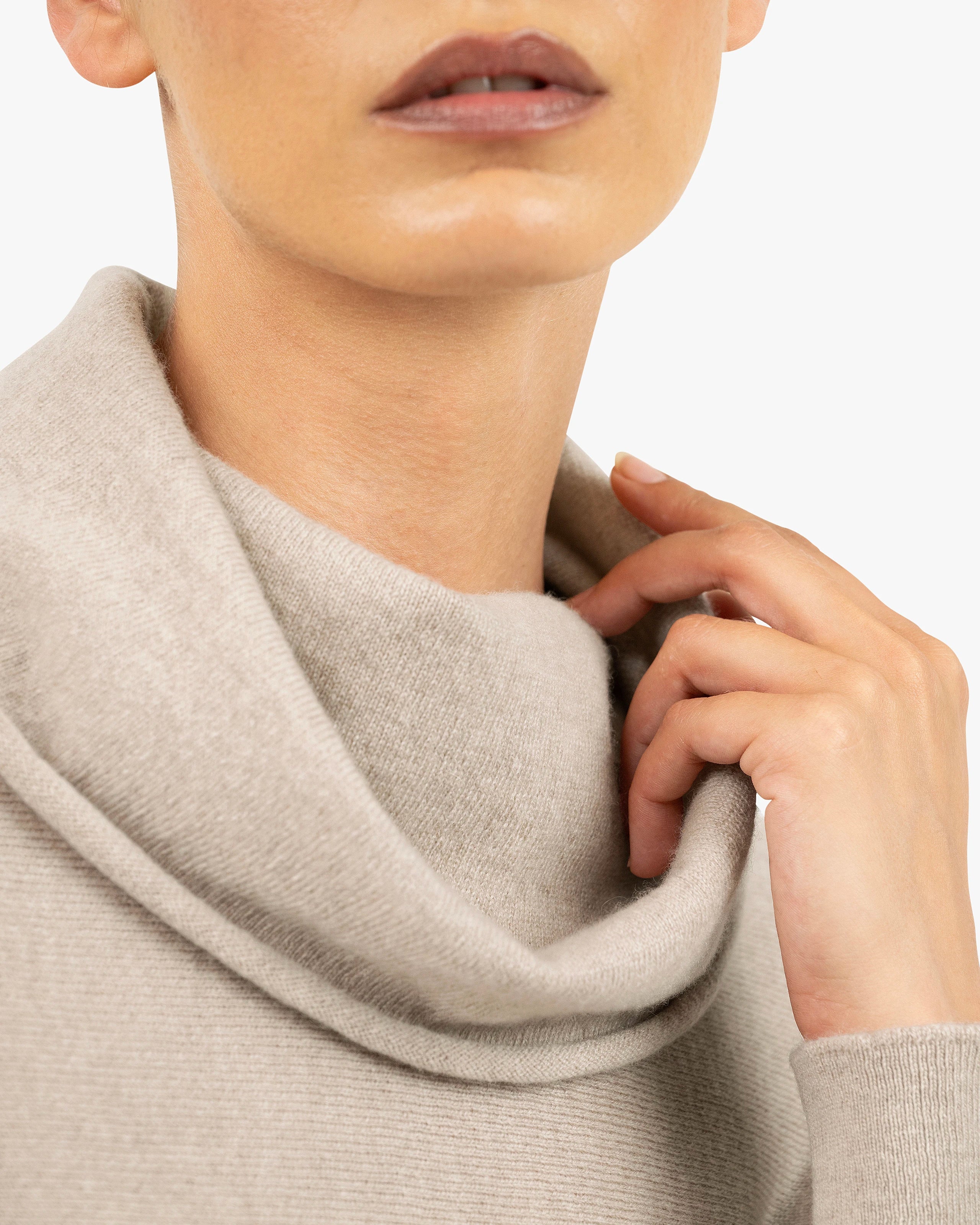 Palazzo Maxi Cowl Neck - Beige Cashmere