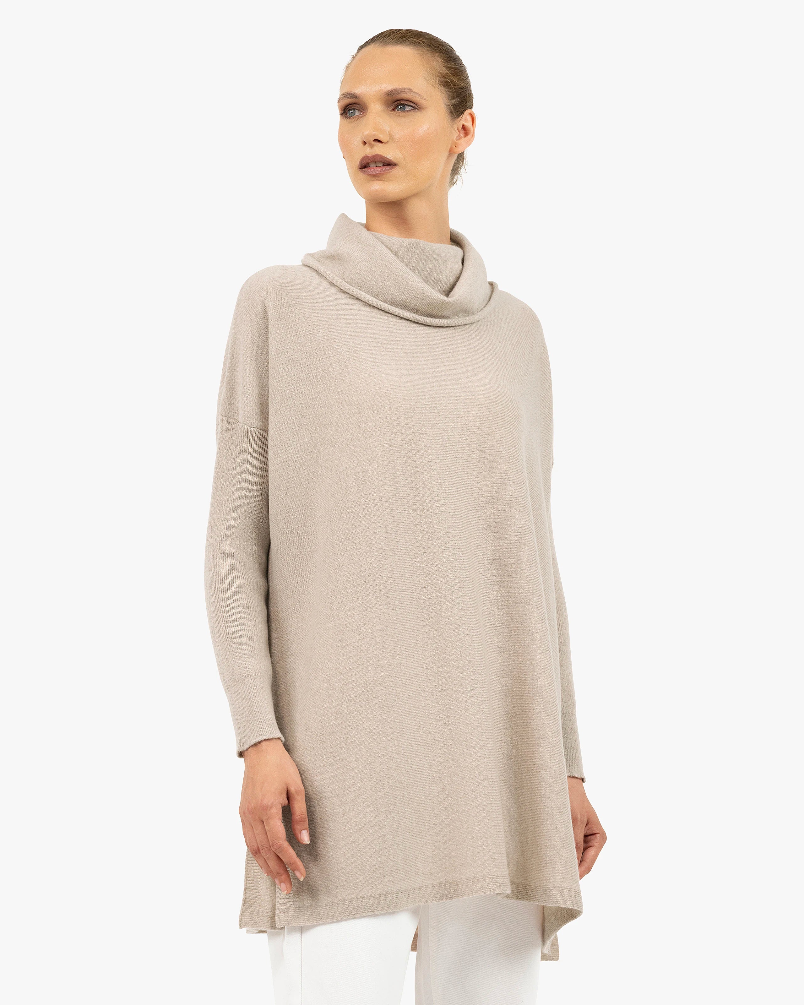Palazzo Maxi Cowl Neck - Beige Cashmere