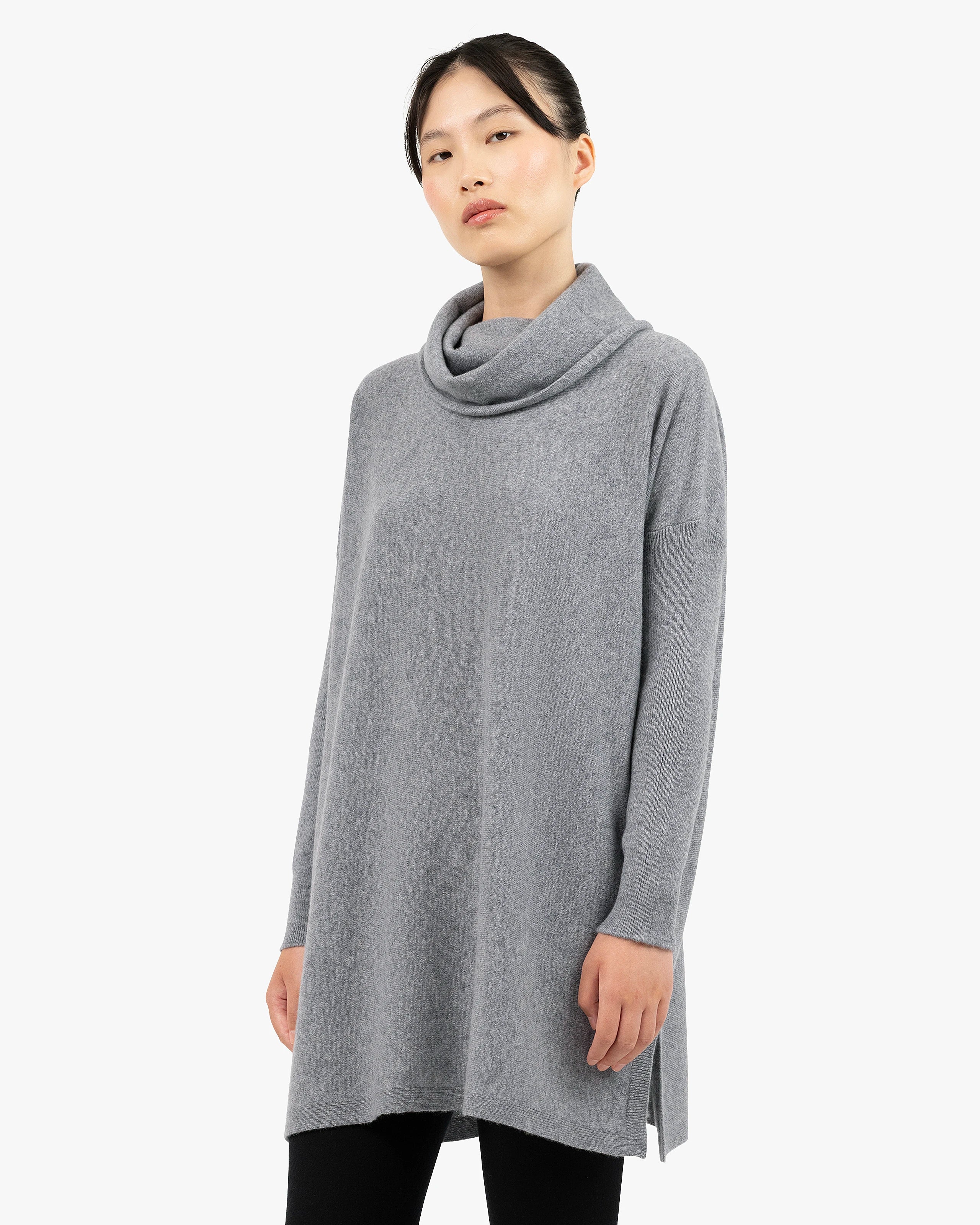 Palazzo Maxi Cowl Neck - Medium Grey Cashmere
