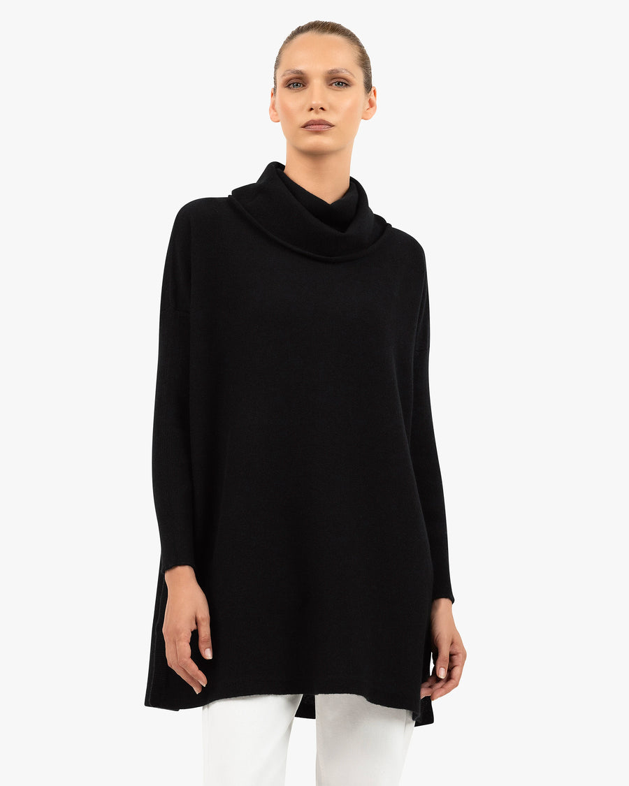 Palazzo Maxi Cowl Neck - Black Cashmere