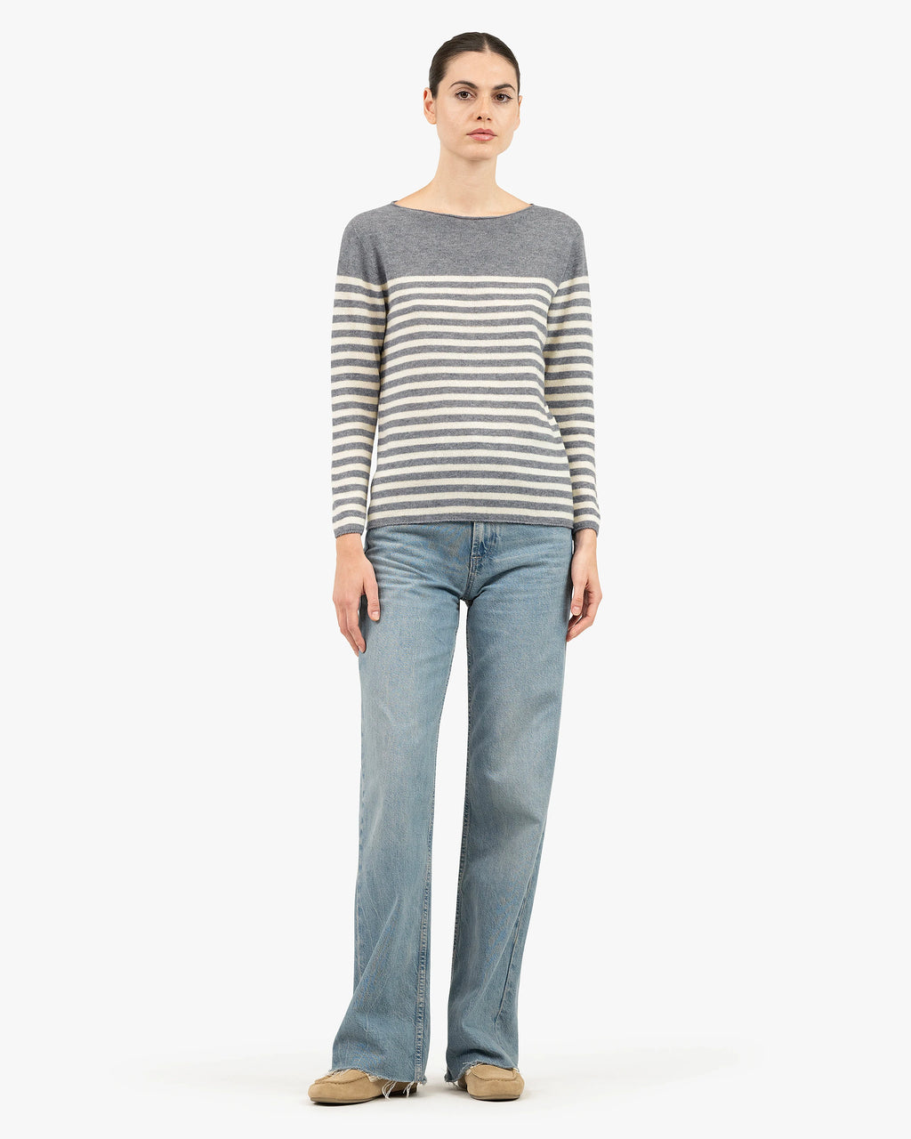 Piuma Boat Neck Sweater - Medium Grey Cashmere