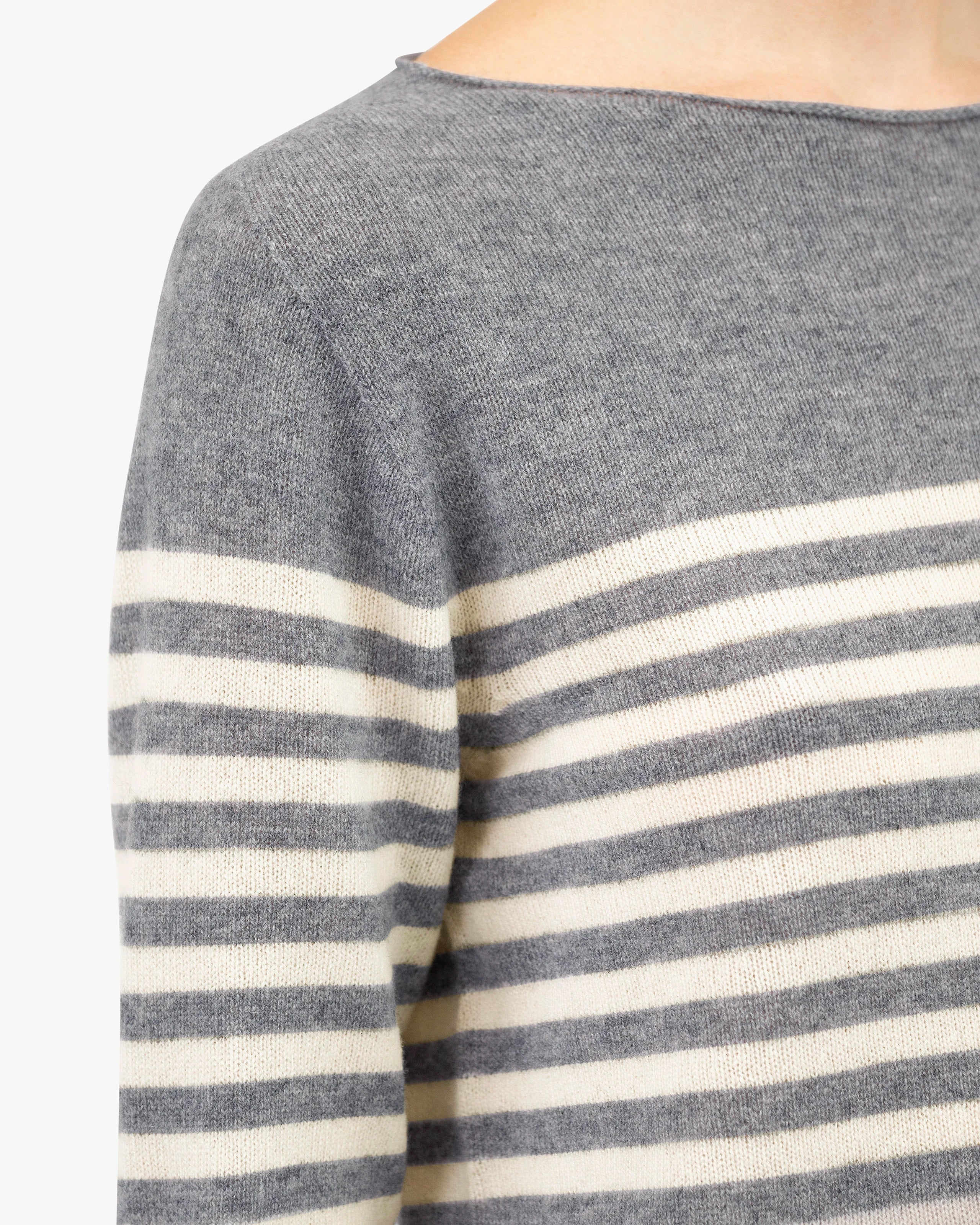 Piuma Boat Neck Sweater - Medium Grey Cashmere