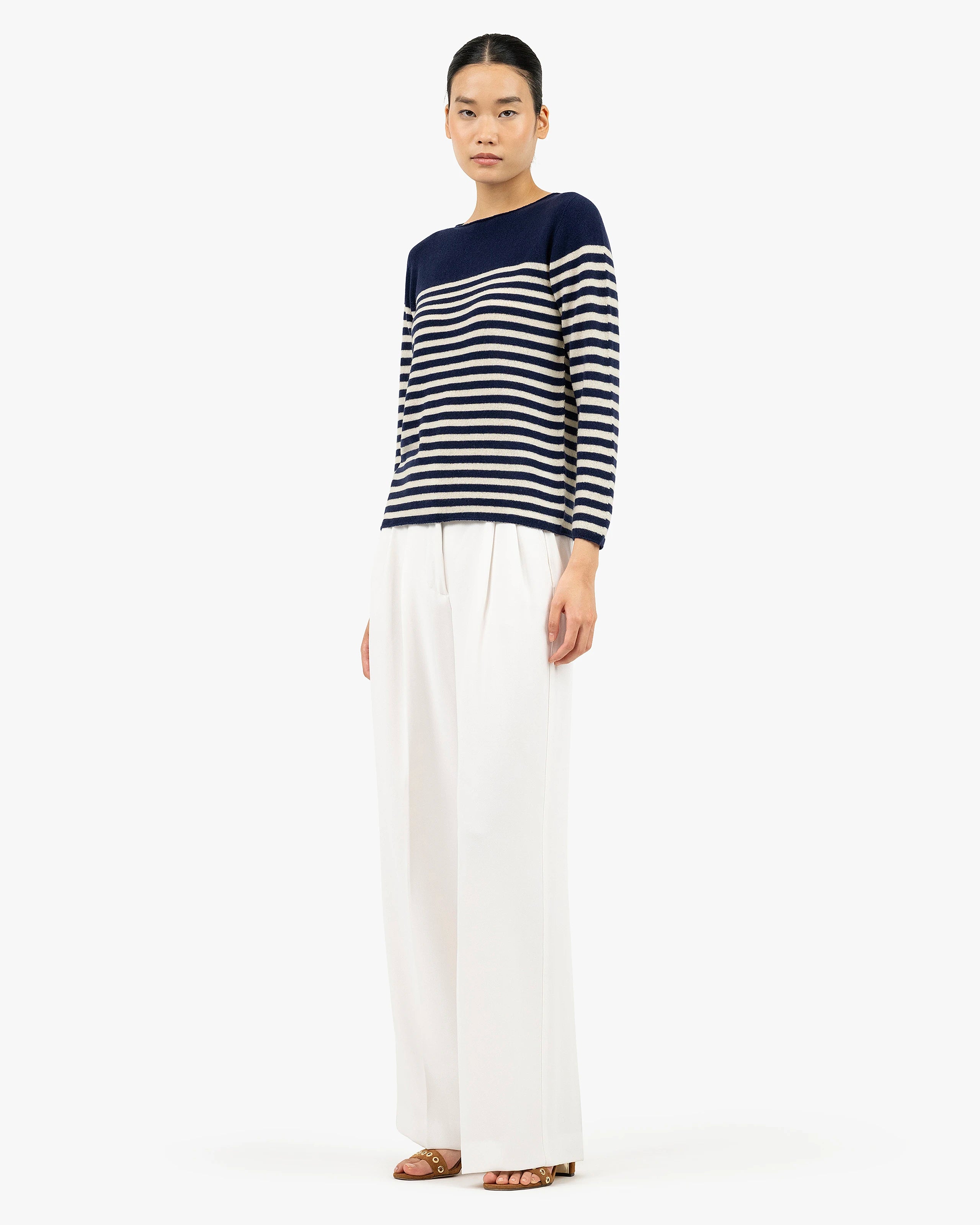 Piuma Boat Neck Sweater - Blue Cashmere