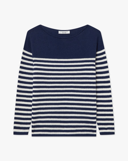 Piuma Boat Neck Sweater - Blue Cashmere