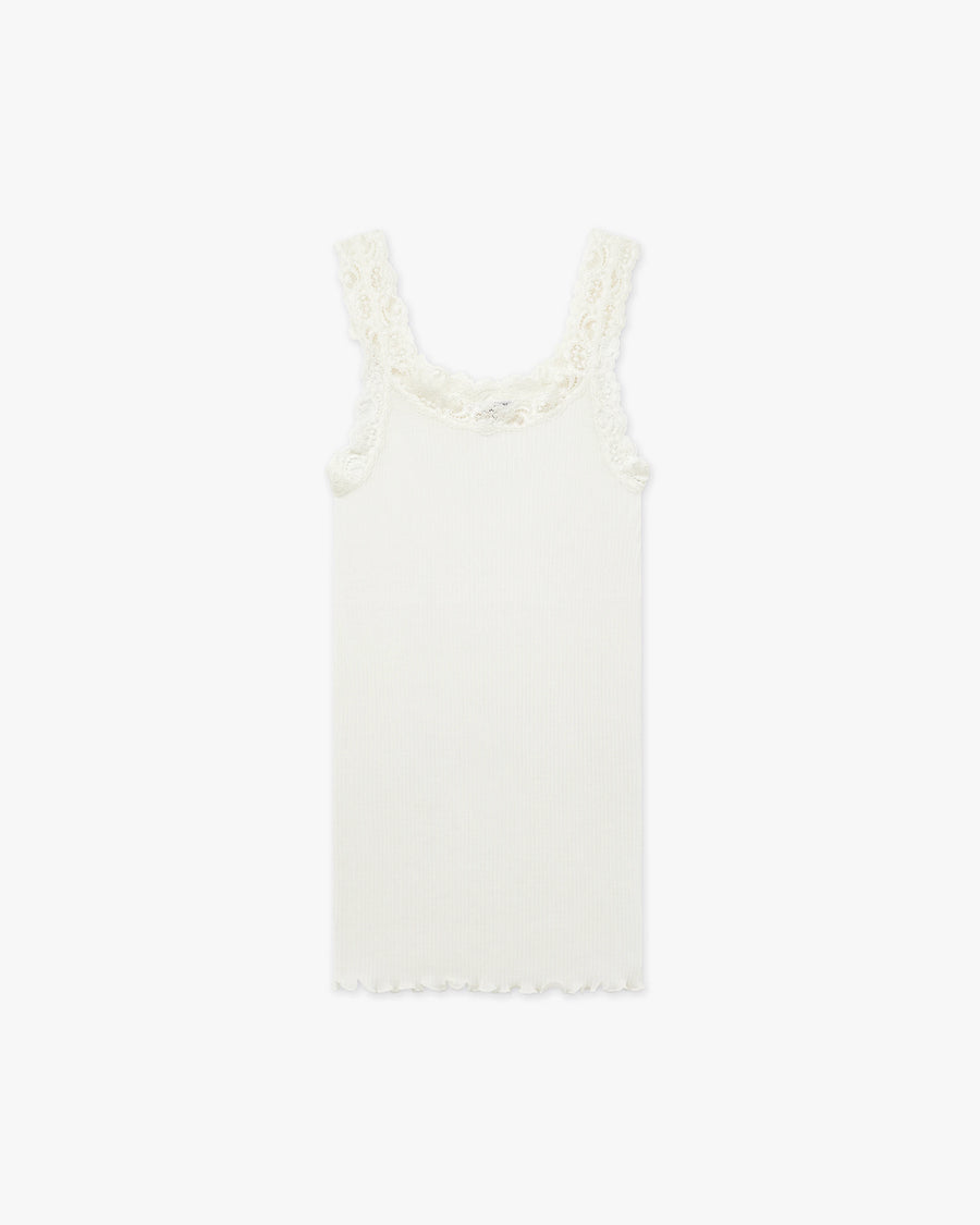 Pleated Lace Top - White Merino / Seta