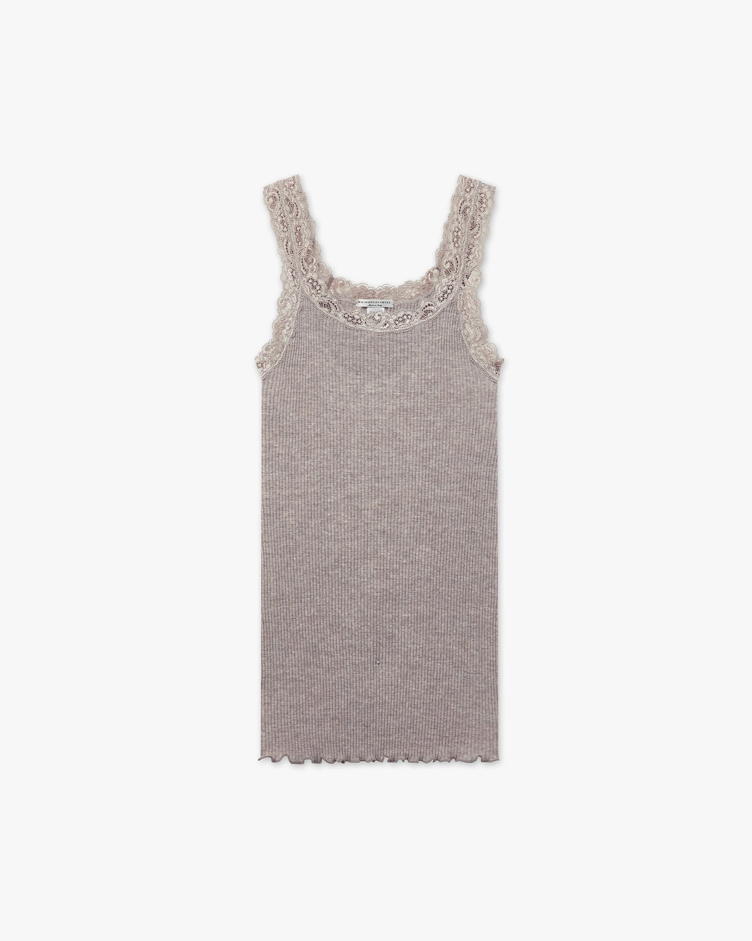 Pleated Lace Top - Walnut Merino / Seta