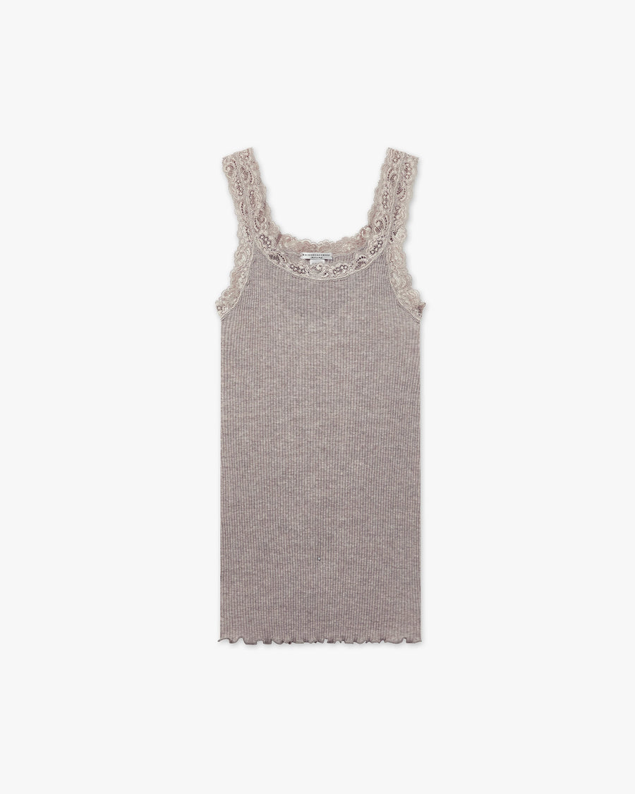 Pleated Lace Top - Walnut Merino / Seta