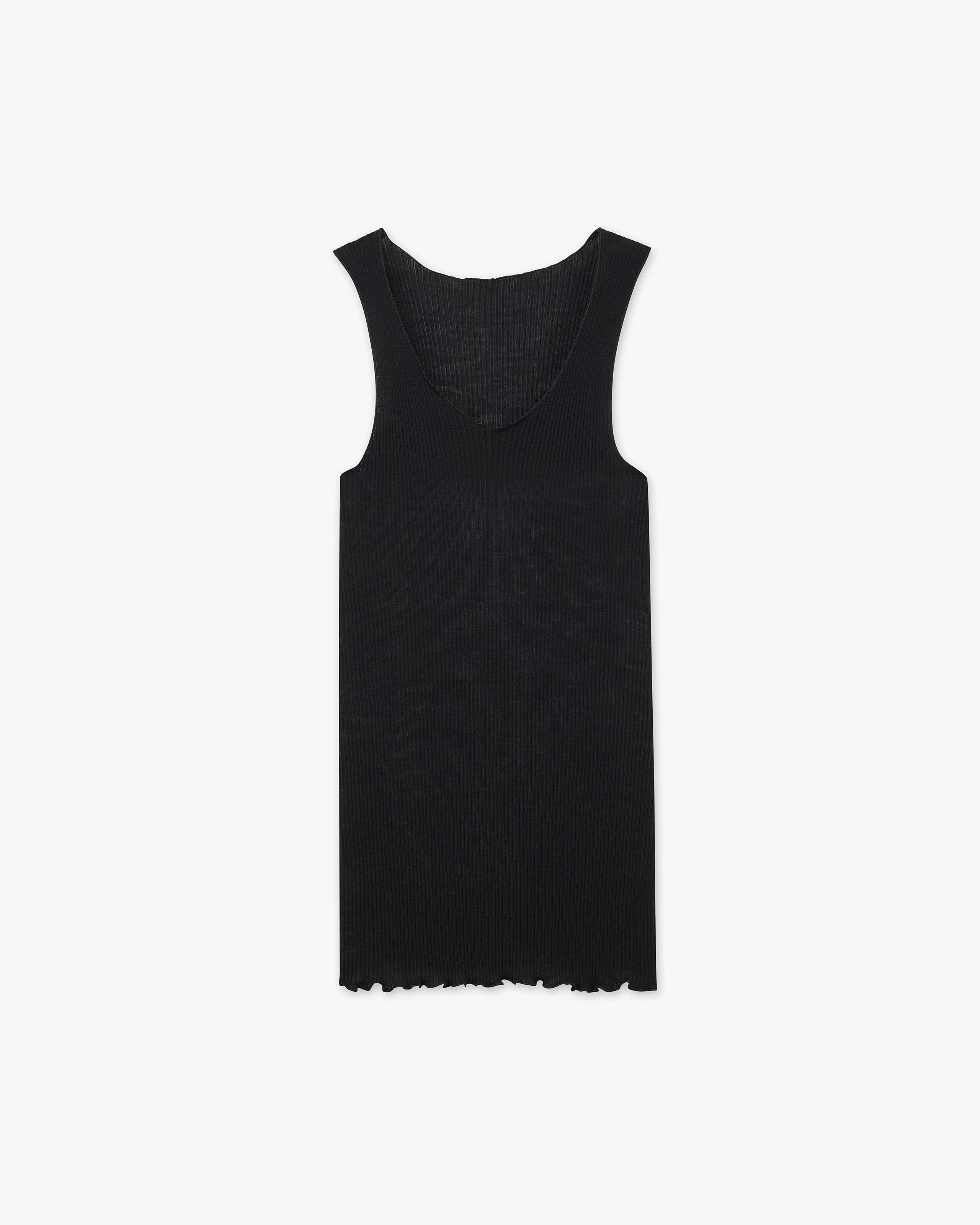 Tank Top Plissé - Black Merino / Seta