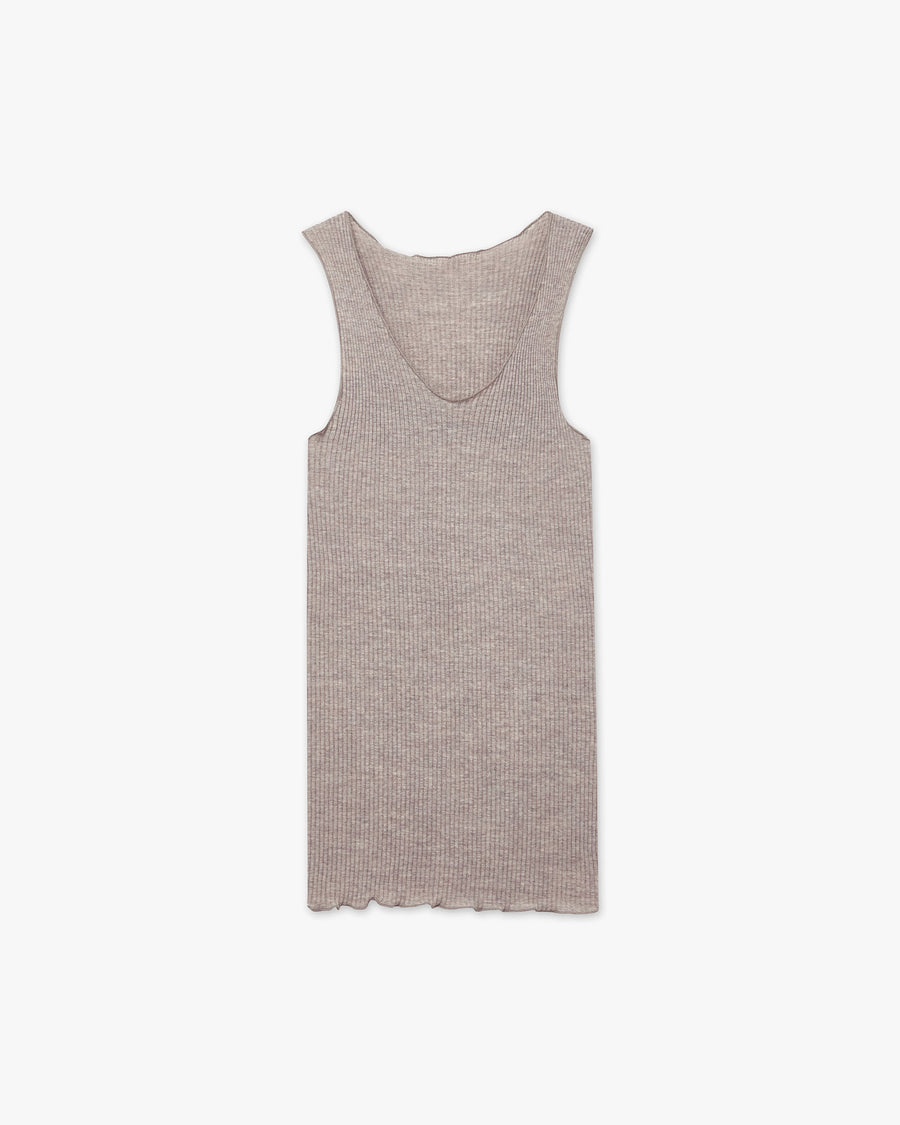 Tank Top Plissé - Walnut Merino / Seta