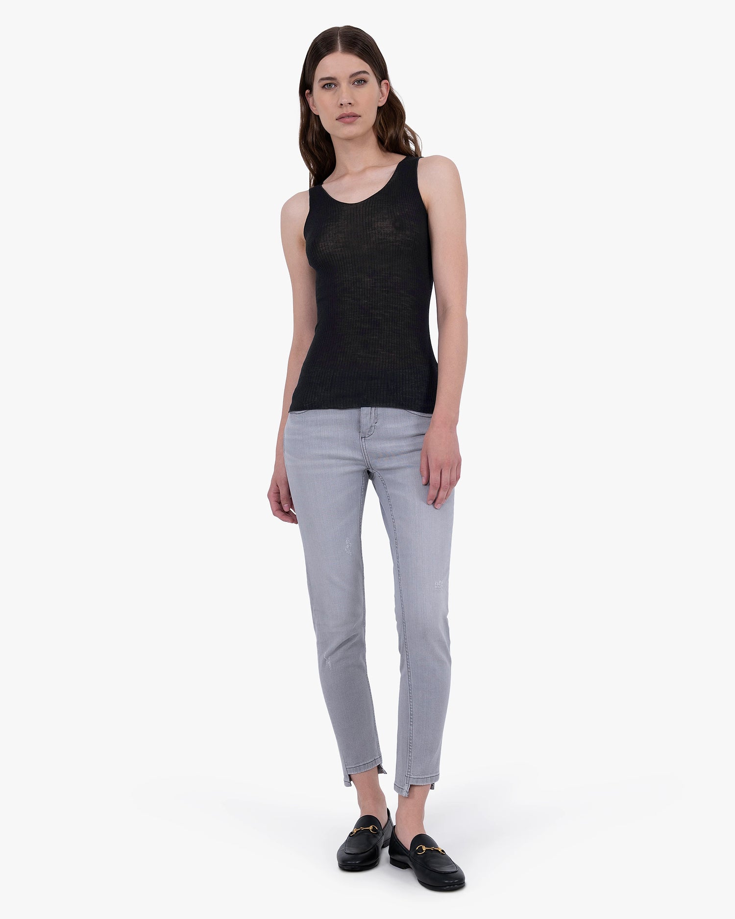 Tank Top Plissé - Black Merino / Seta