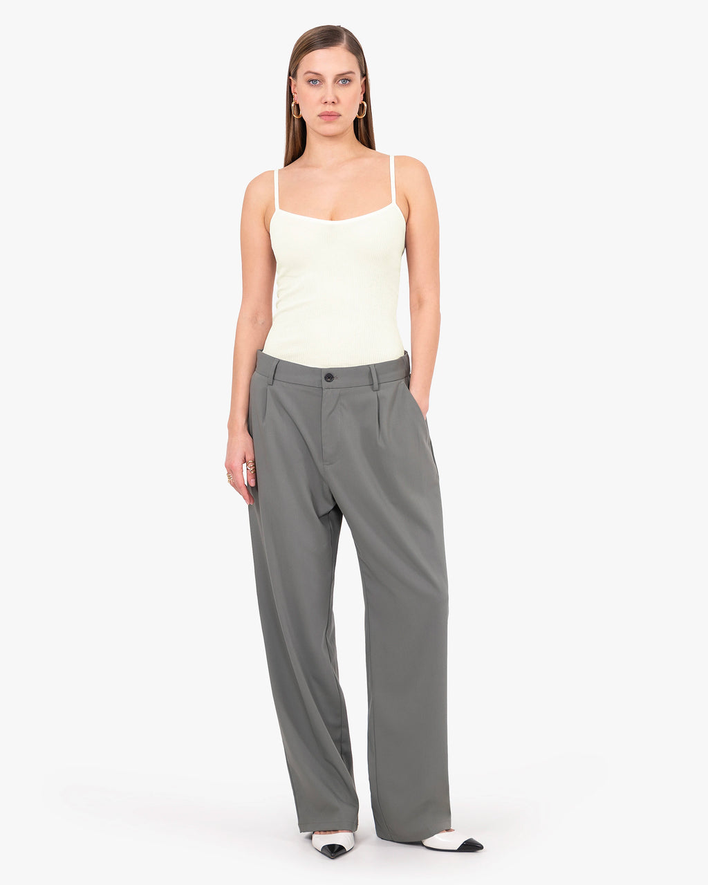 Pleated Top - White Cotone / Seta
