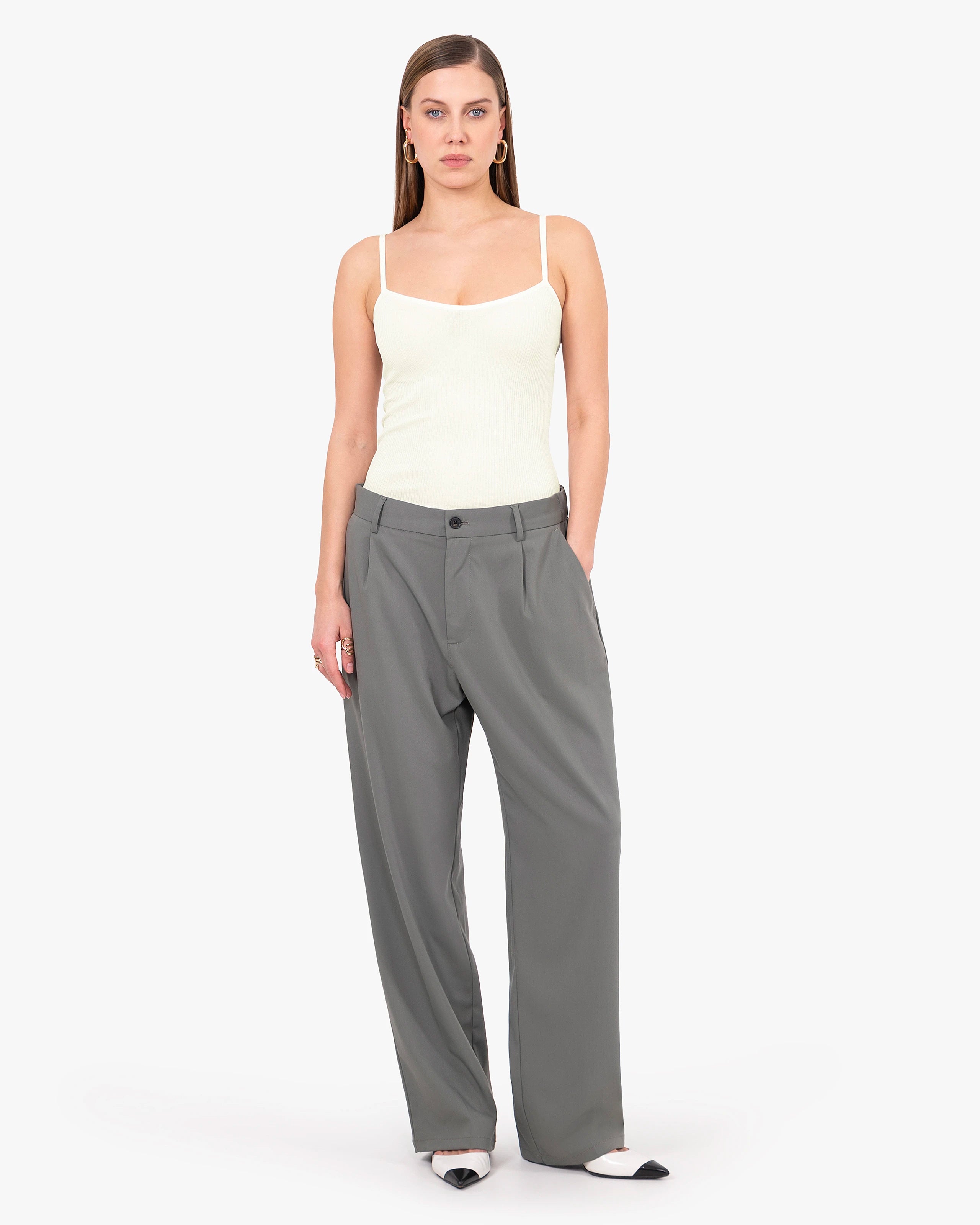 Pleated Top - White Cotone / Seta