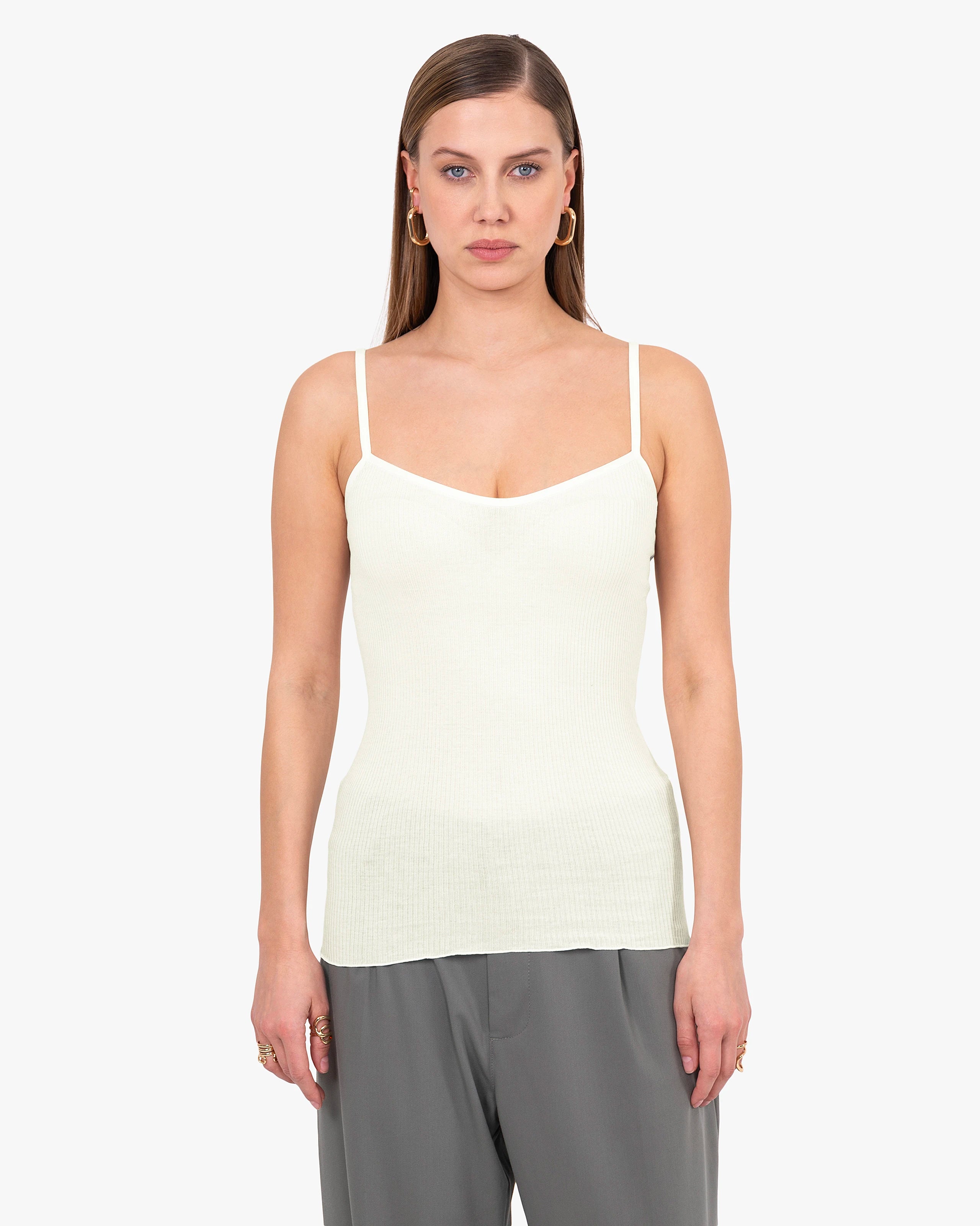 Pleated Top - White Cotone / Seta