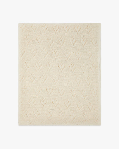 Pointelle Maxi Scarf - White Cashmere