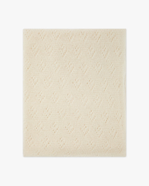 Pointelle Maxi Scarf - White Cashmere