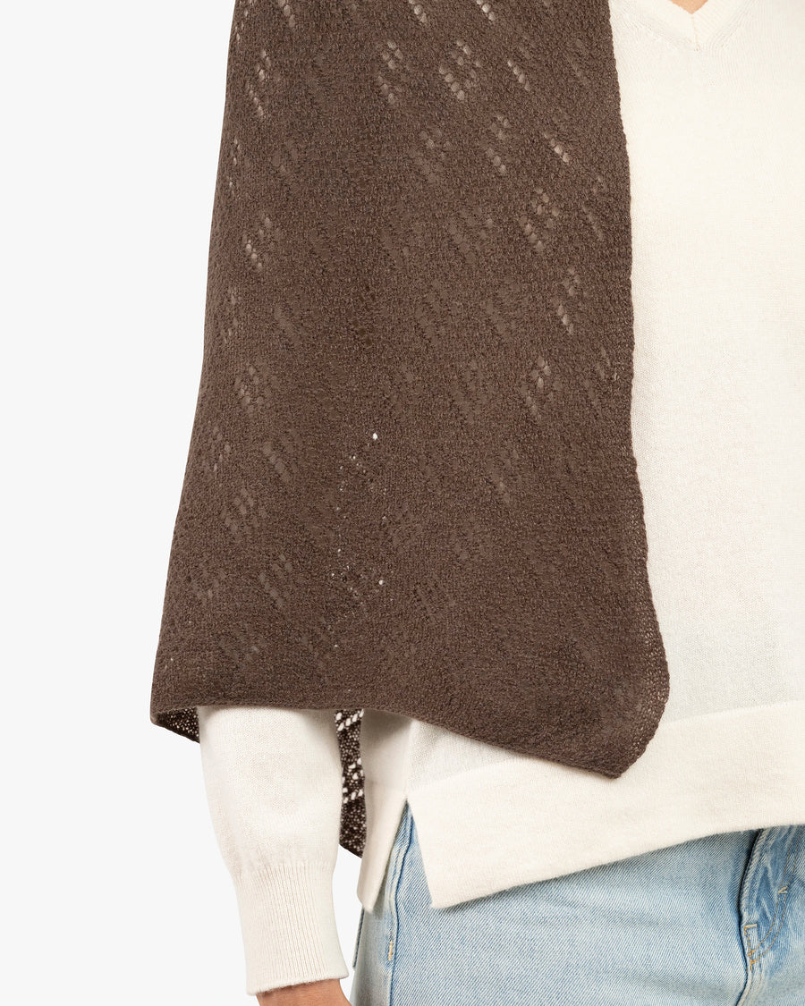 Pointelle Maxi Scarf - Brown Cashmere