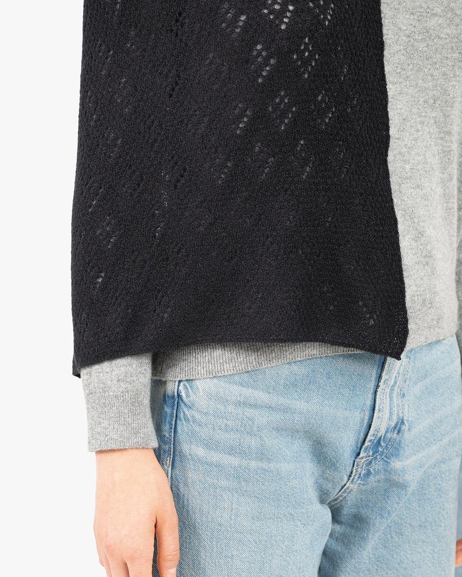 Pointelle Maxi Scarf - Black Cashmere