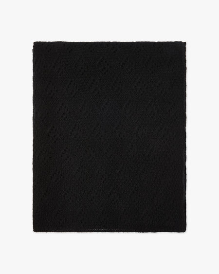 Pointelle Maxi Scarf - Black Cashmere