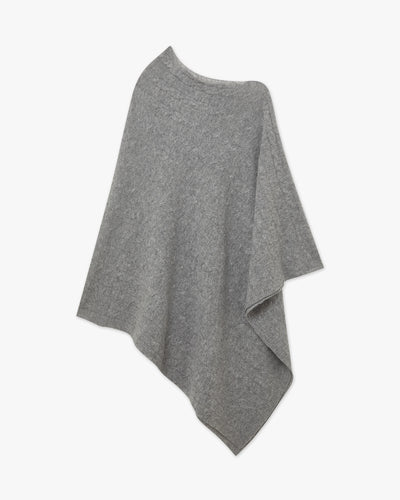Cable Knit Essential Poncho - Medium Grey Cashmere