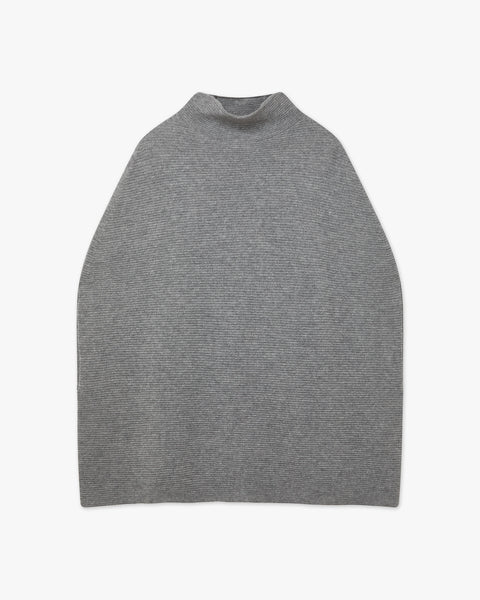 Mock Neck Cape Poncho - Medium Grey Cashmere