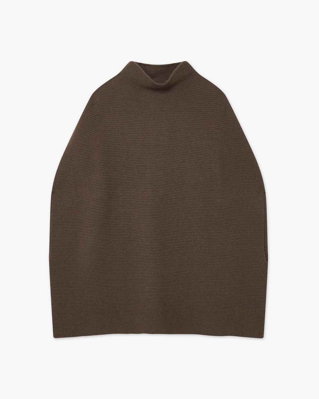 Mock Neck Cape Poncho - Brown Cashmere