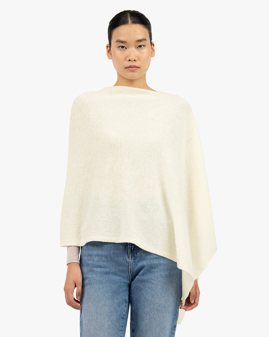 Essential Poncho - White Cashmere