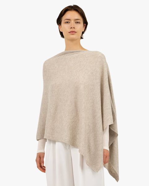 Essential Cashmere Poncho - Beige | MaisonCashmere
