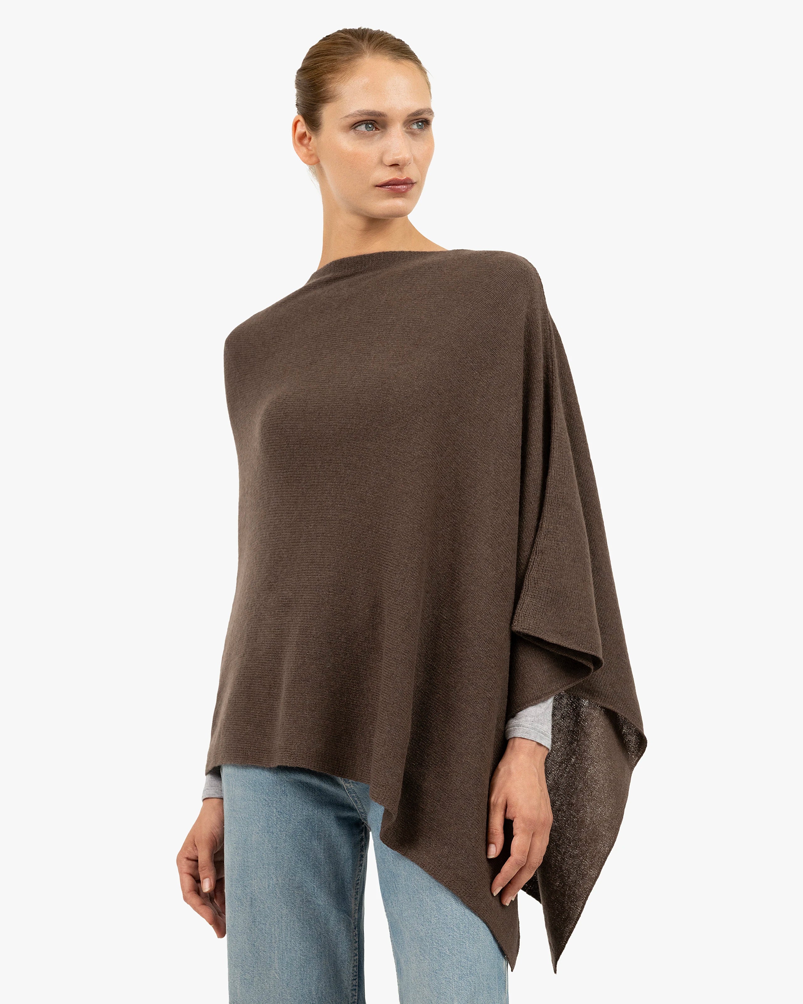 Essential Poncho - Brown Cashmere