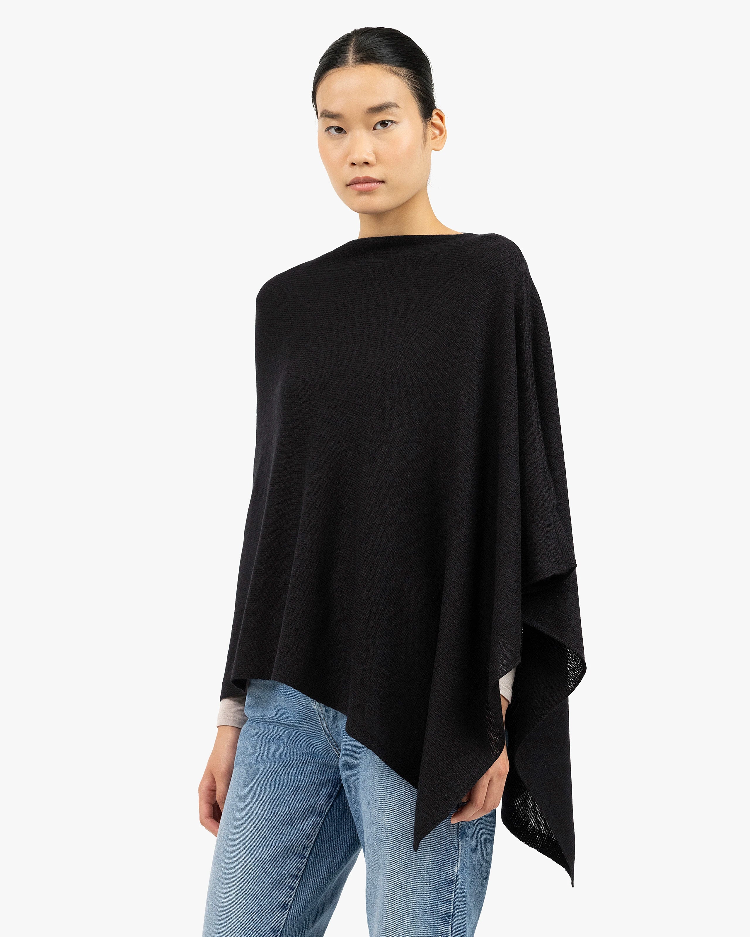 Essential Cashmere Poncho - Black