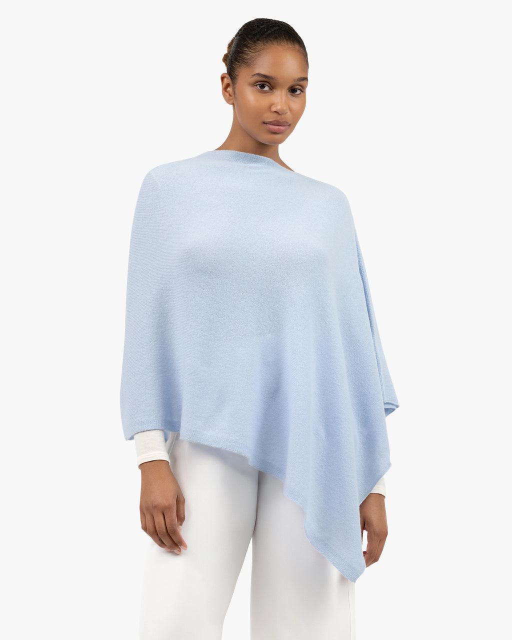 Essential Poncho - Light Blue Cashmere