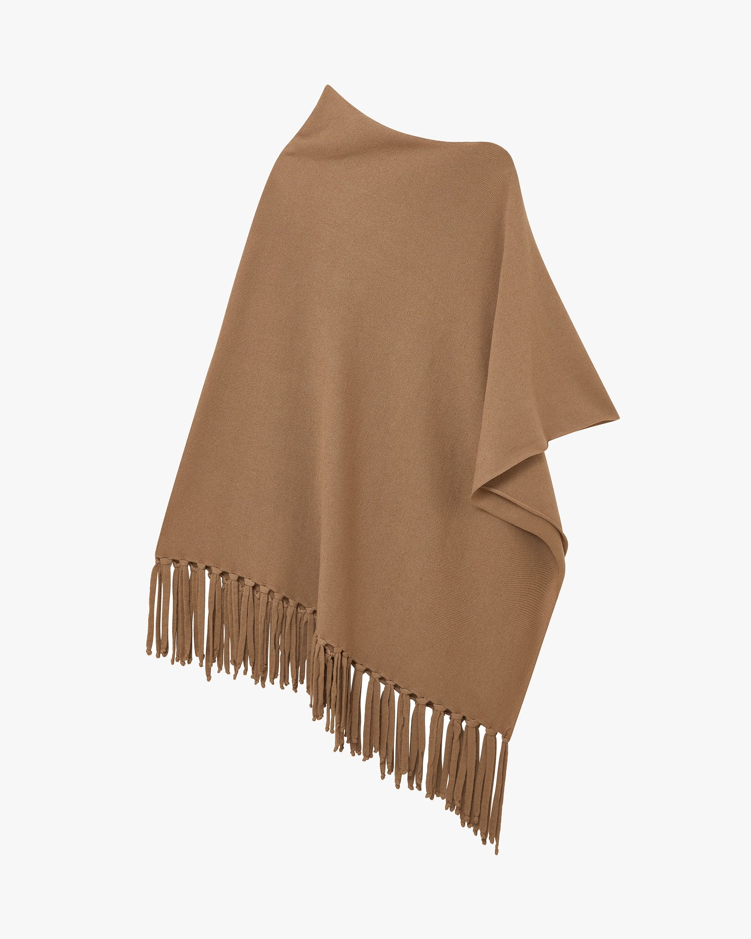 Fringed Cashmere Poncho Camel MaisonCashmere - Main Image