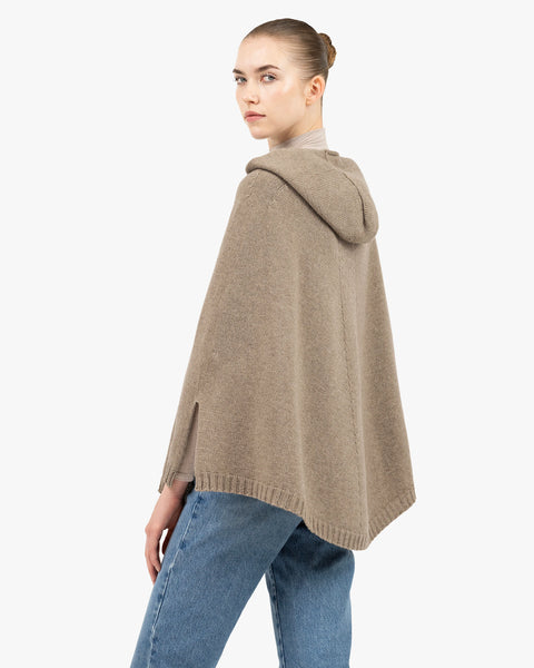 Hoodie Poncho - Taupe Cashmere