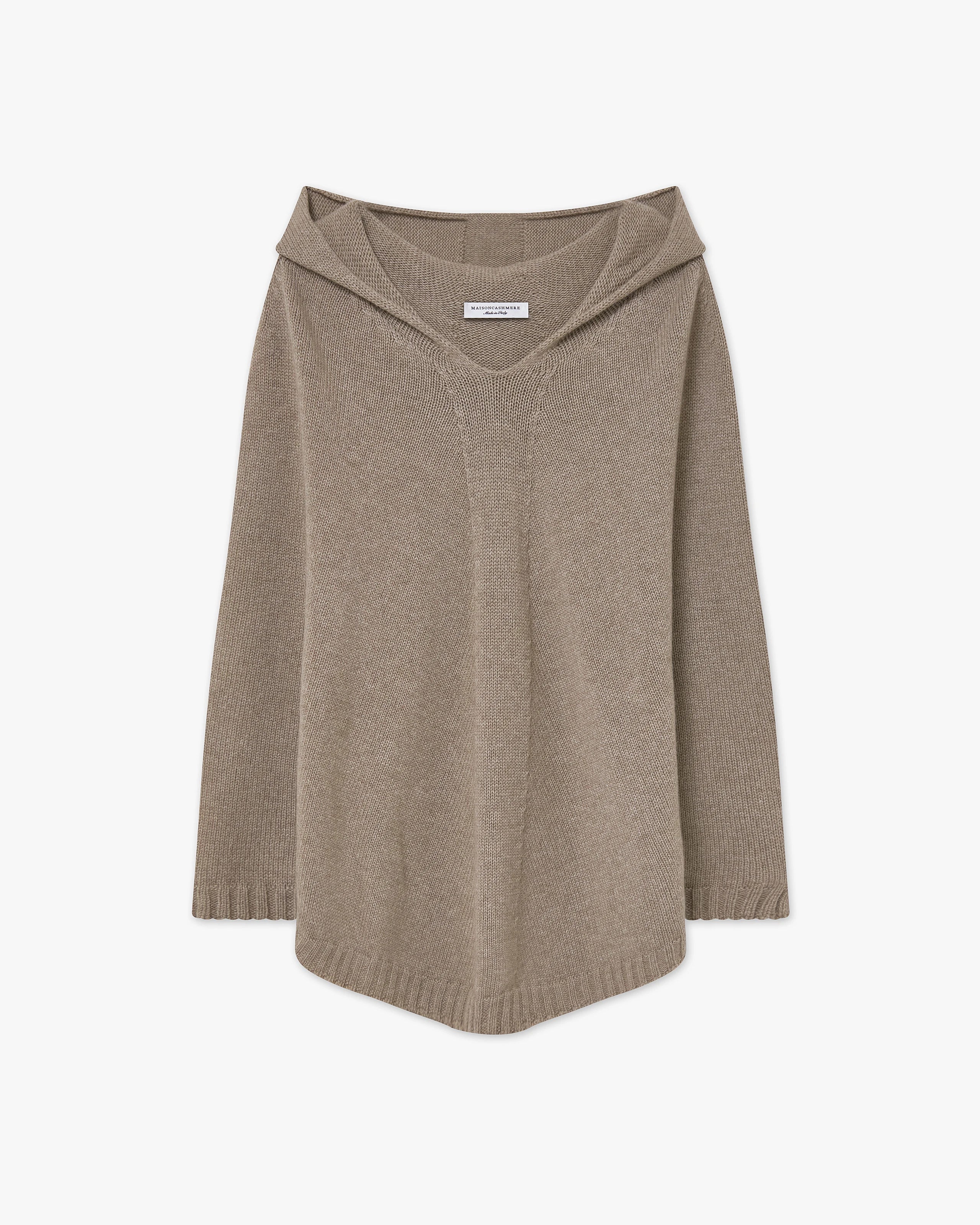 Hoodie Poncho - Taupe Cashmere