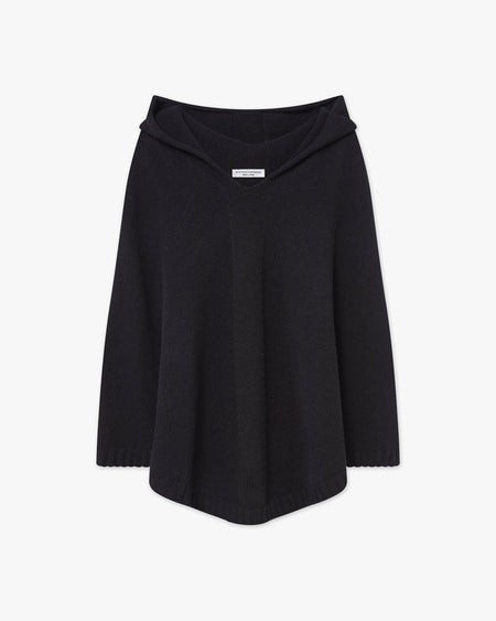Hoodie Poncho - Black Cashmere