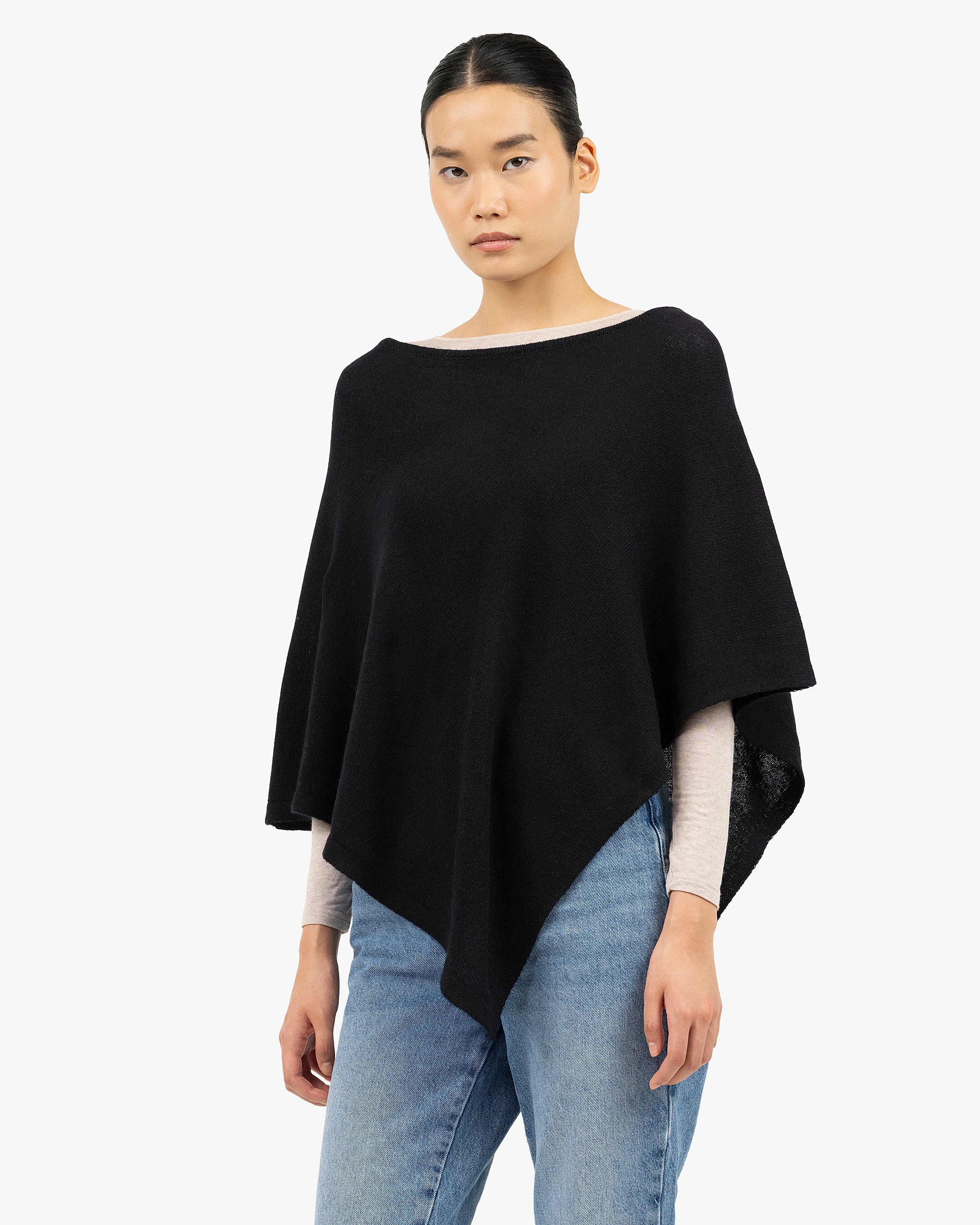 Ostuni Cashmere Poncho - Black