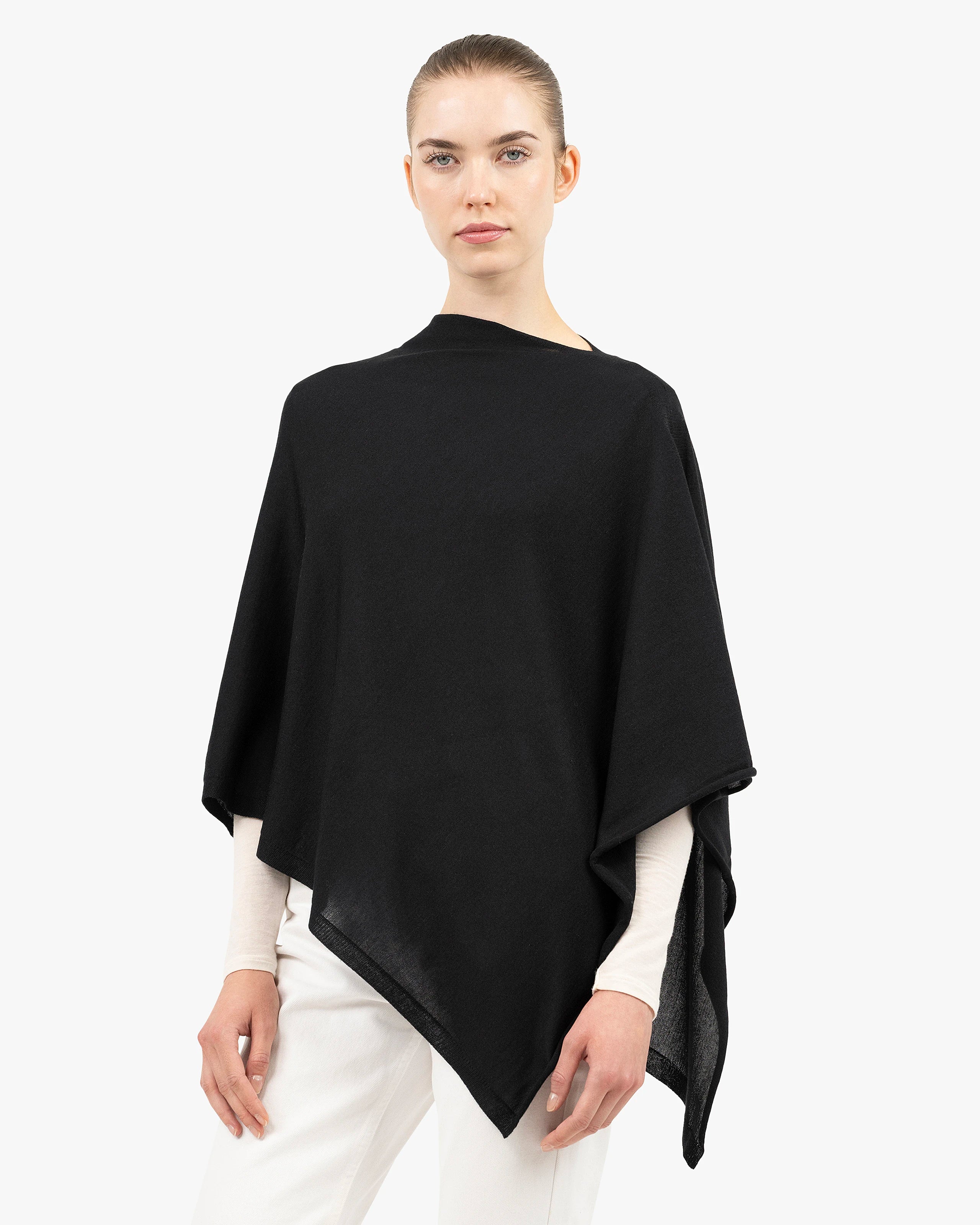 Positano Poncho - Black Cashmere / Seta
