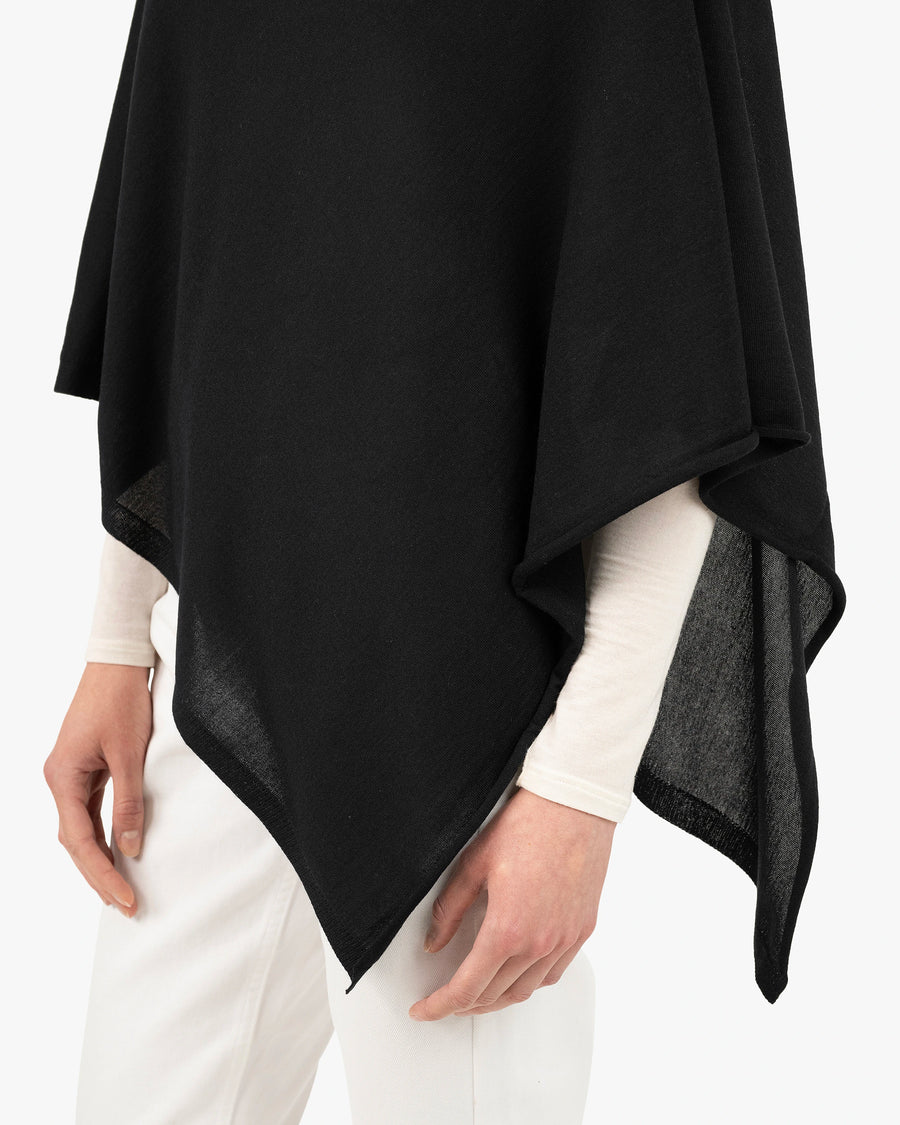 Positano Poncho - Black Cashmere / Seta