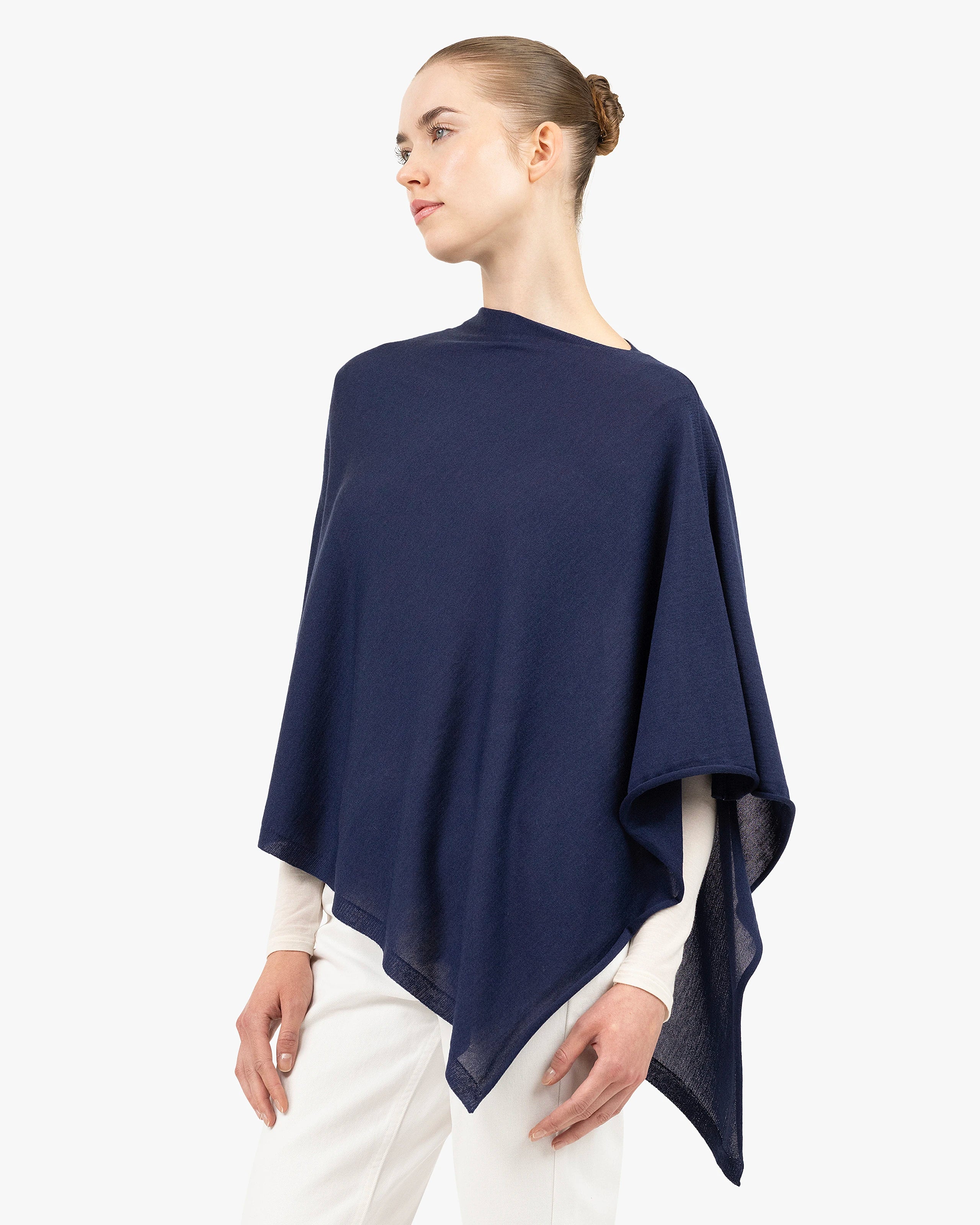 Positano Poncho - Blue Cashmere / Seta