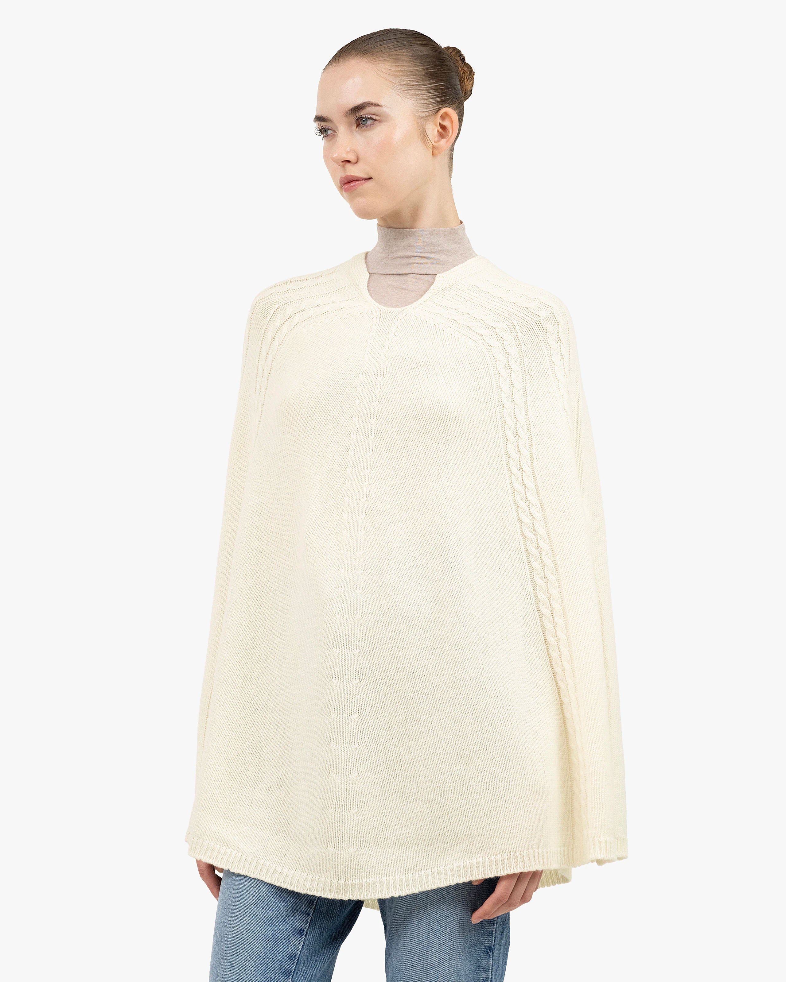 Riviera Cashmere Poncho - White