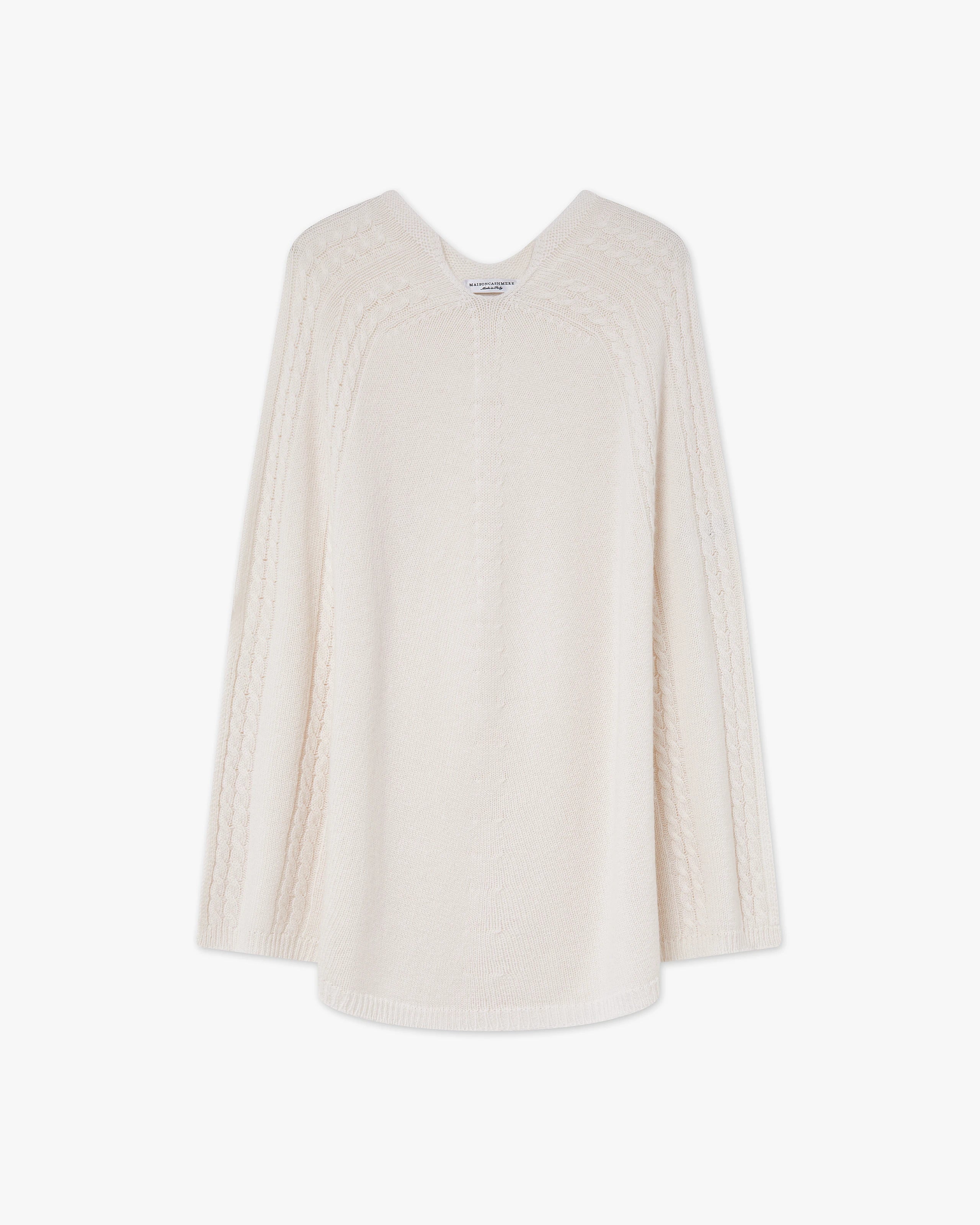 Riviera Cashmere Poncho - White | MaisonCashmere