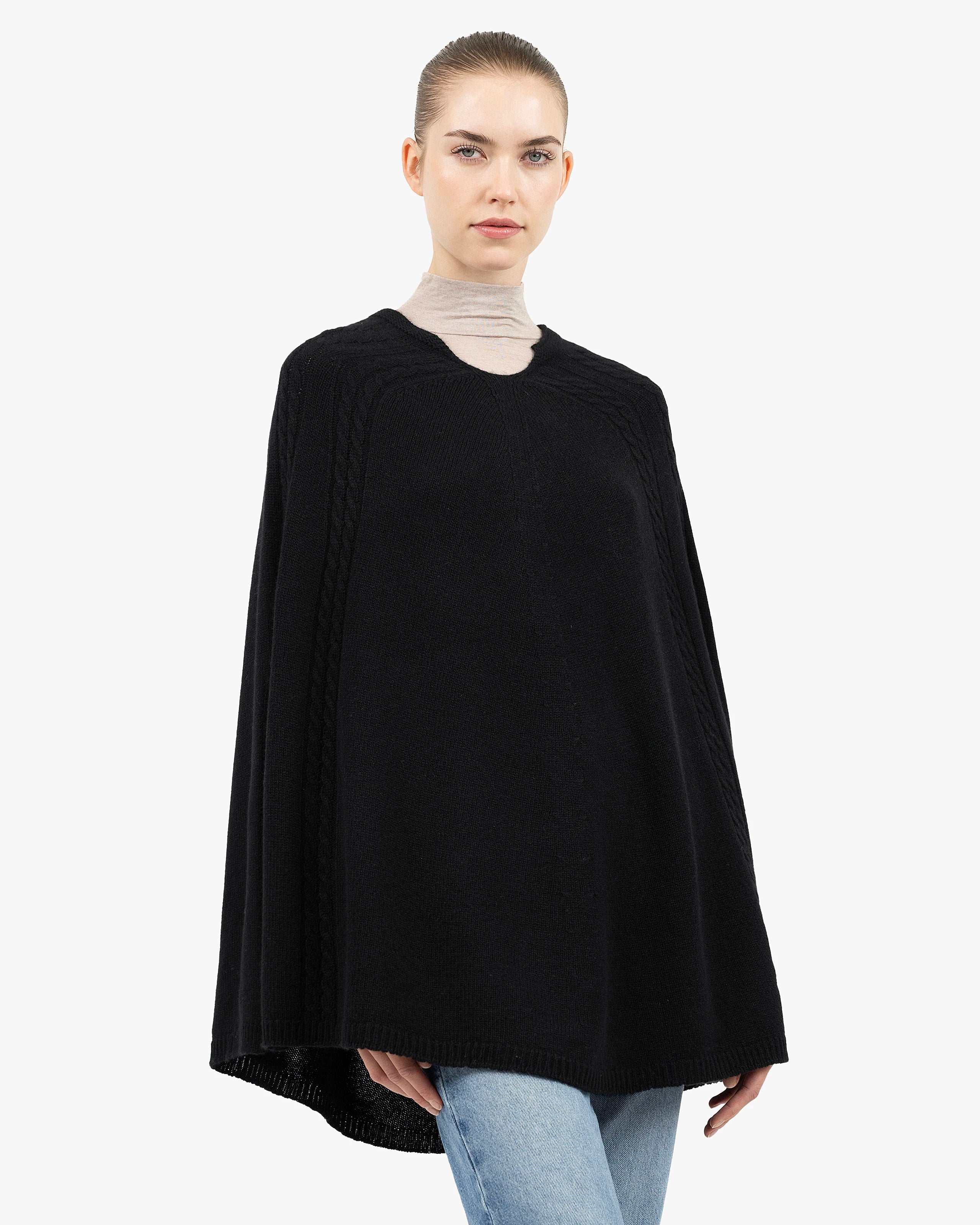 Riviera Cashmere Poncho - Black