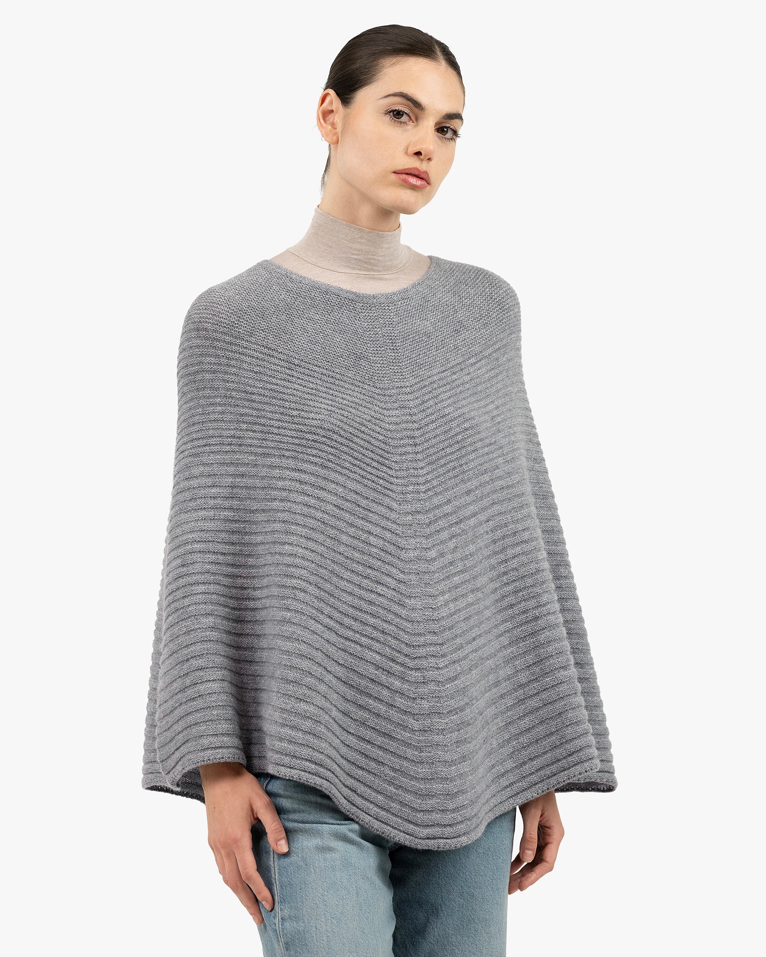 Sorbonne Poncho - Medium Grey Cashmere