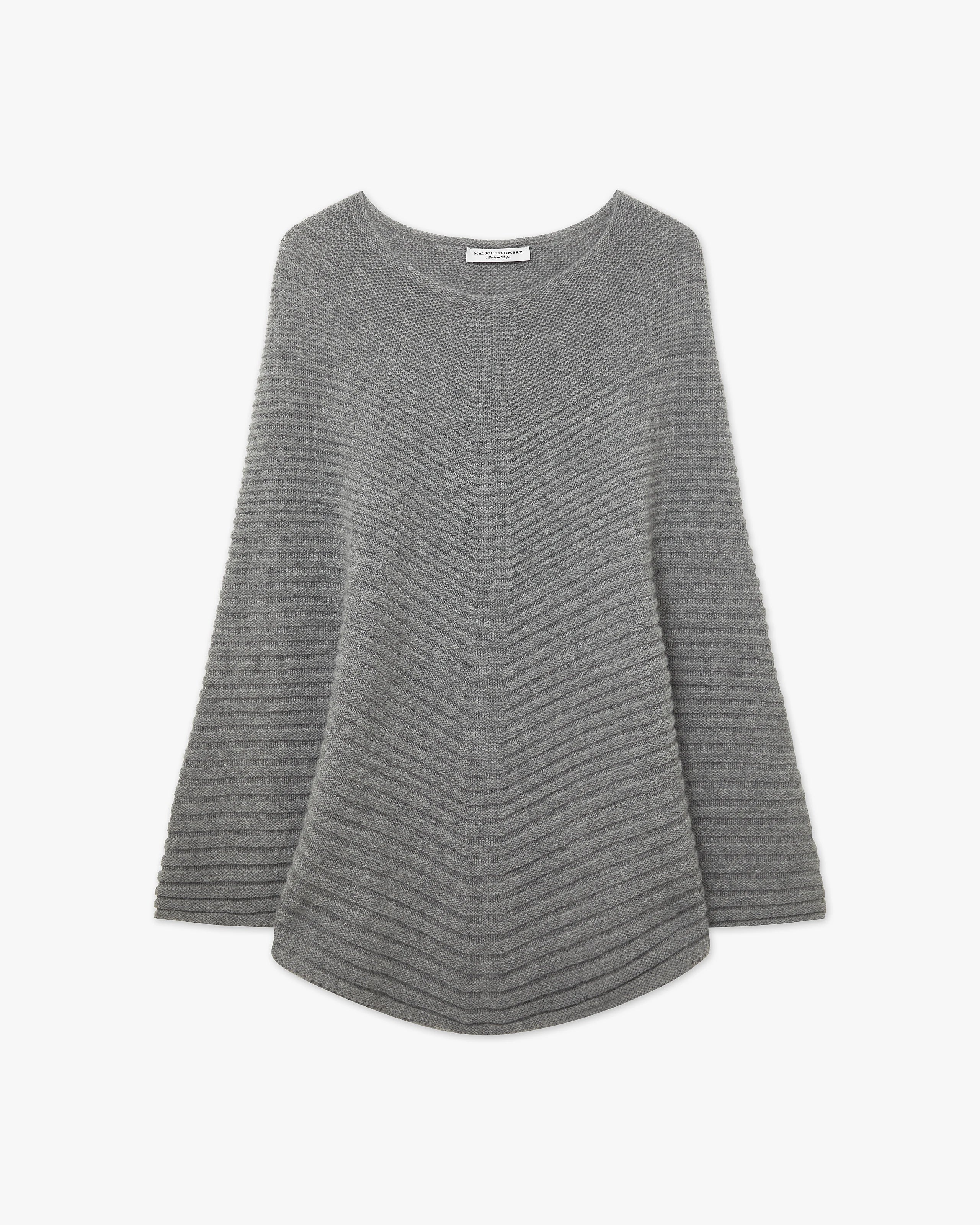 Sorbonne Poncho - Medium Grey Cashmere