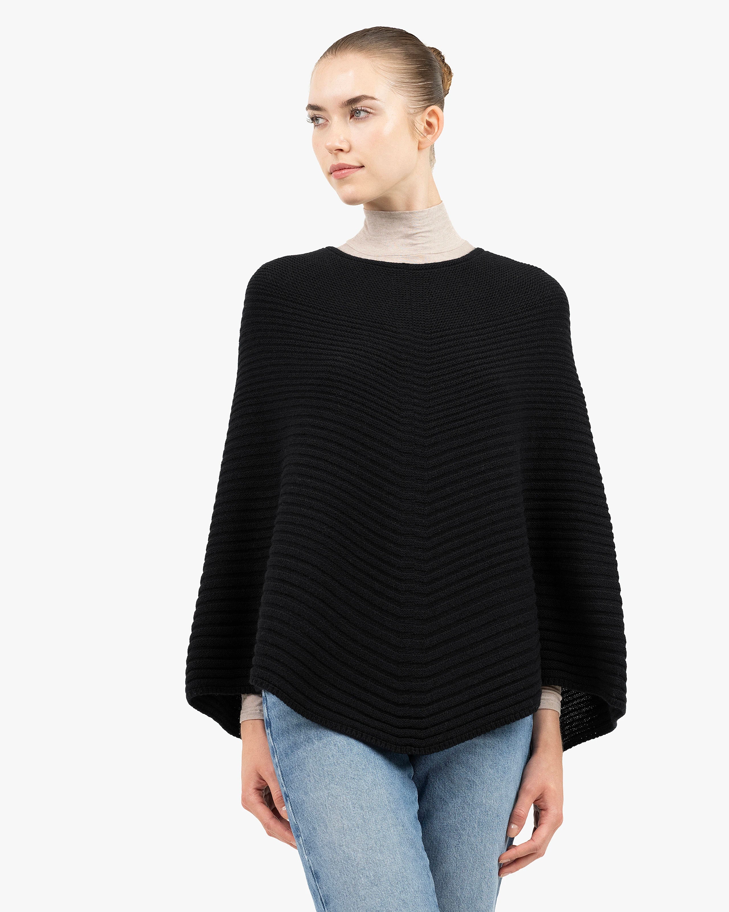 Sorbonne Cashmere Poncho - Black