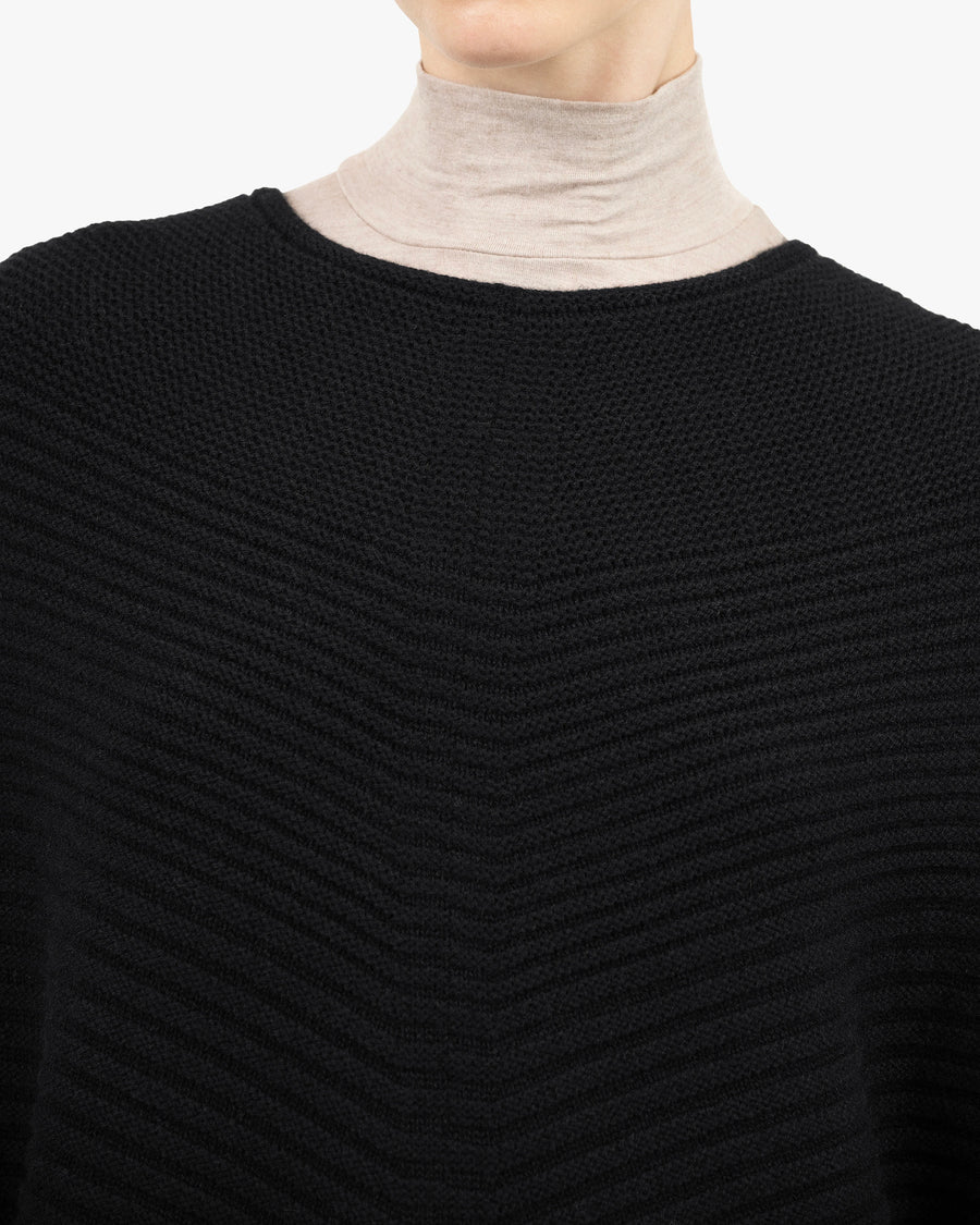 Sorbonne Poncho - Black Cashmere