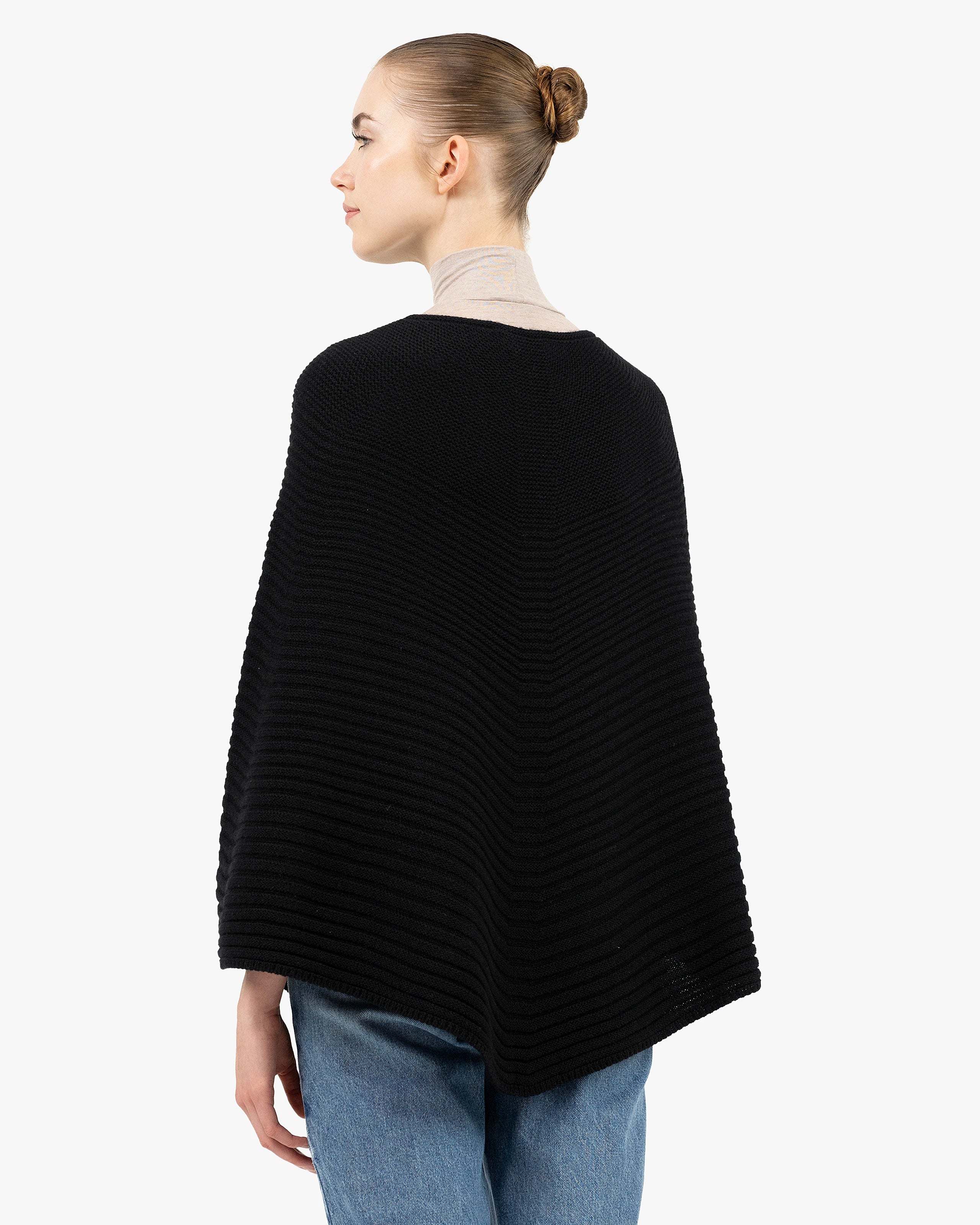 Sorbonne Poncho - Black Cashmere