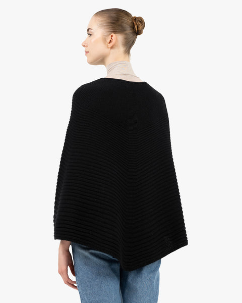 Sorbonne Poncho - Black Cashmere