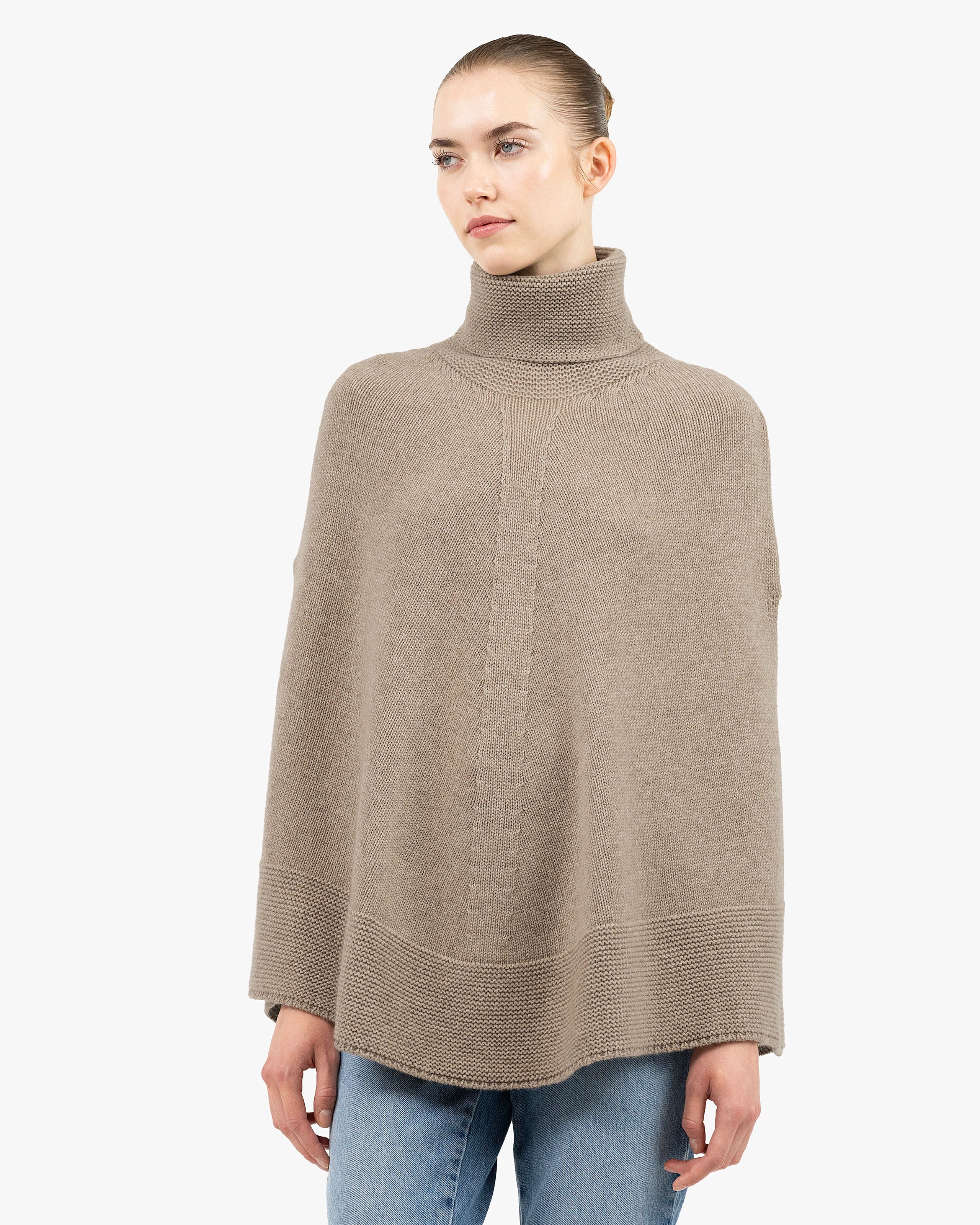 Selva Cashmere Poncho - Taupe