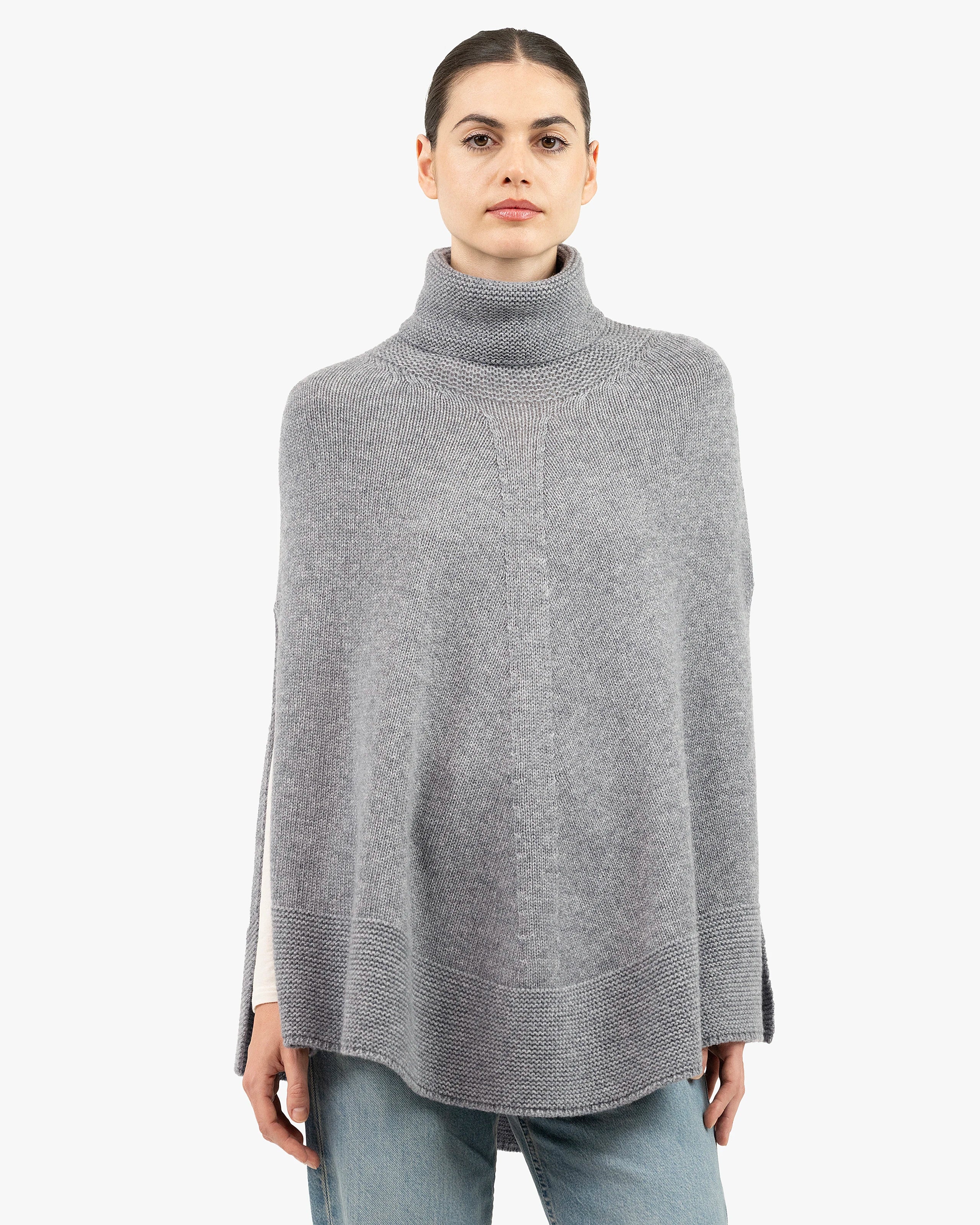 Selva Cashmere Poncho - Medium Grey